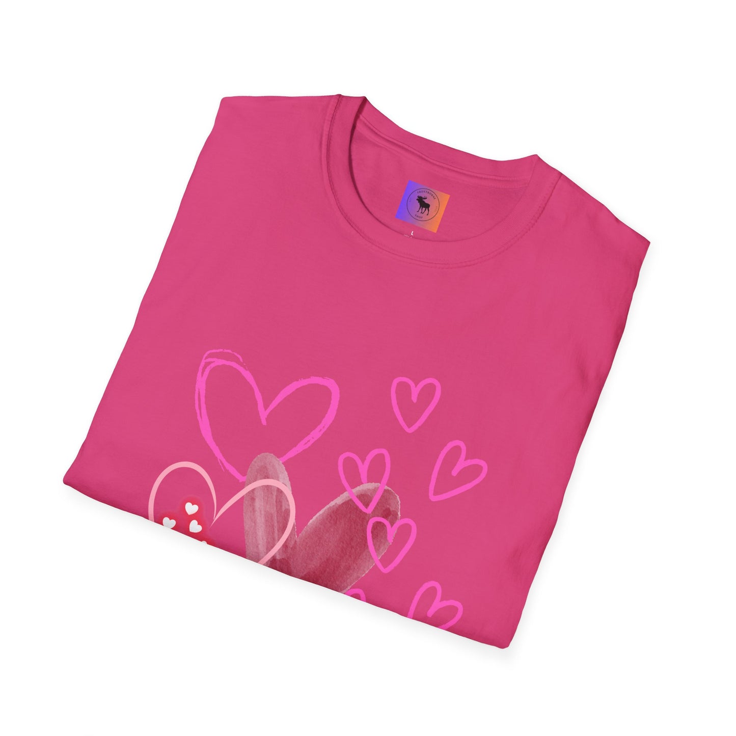 Heart Sketch T-Shirt — Pink Watercolor Hearts Valentine Tee