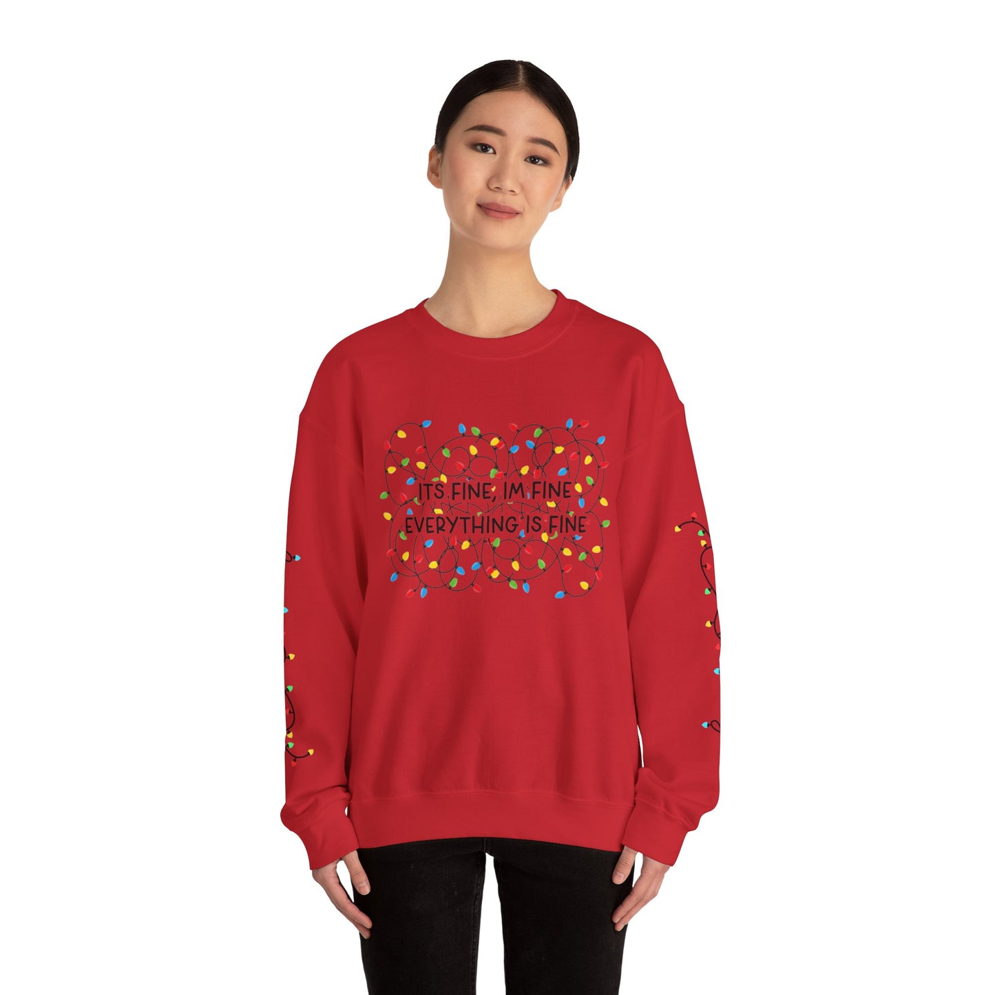 Its Fine Everything Is Fine holiday lights crewneck