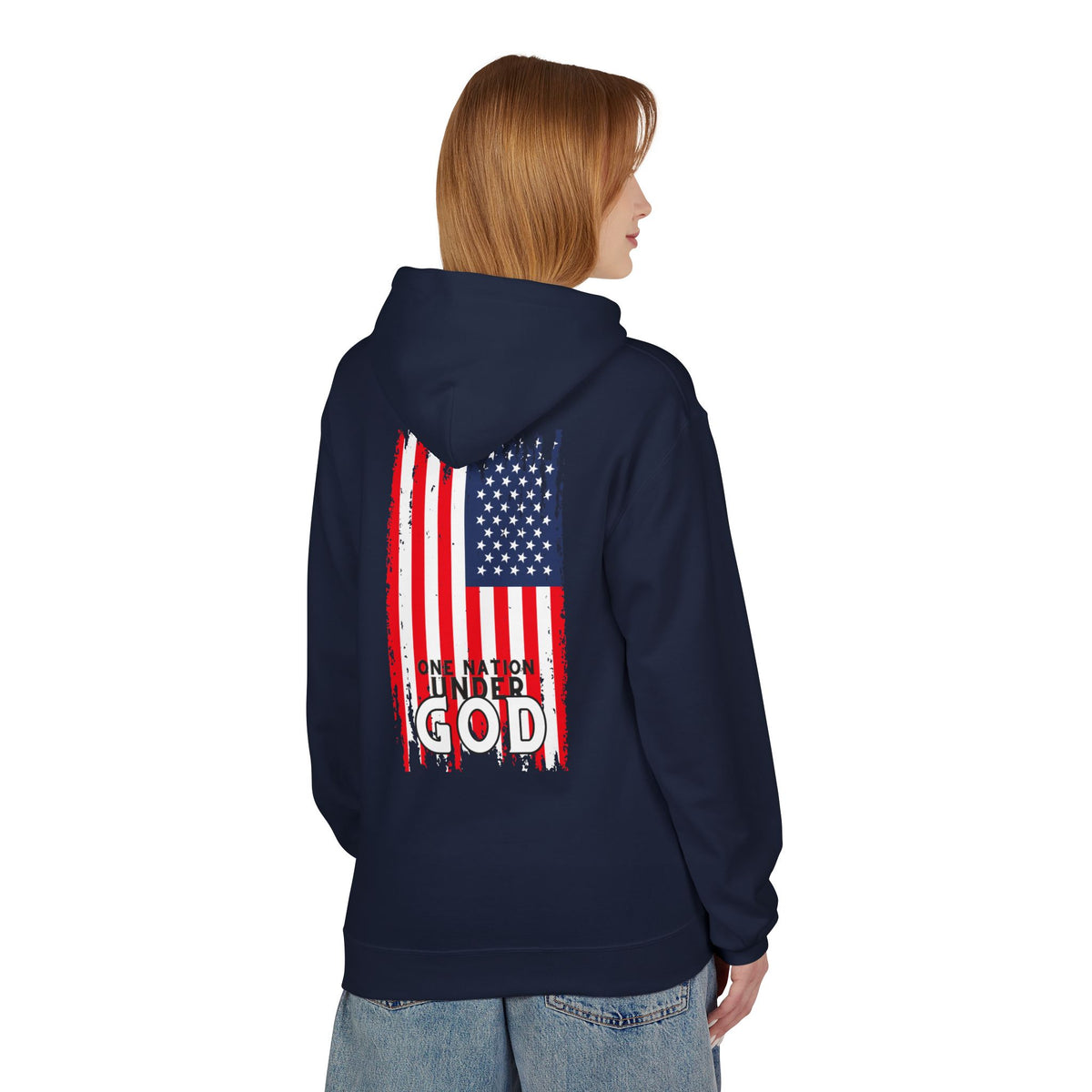 God & Country Hoodie — Distressed American Flag "One Nation Under God" Patriotic Sweatshirt