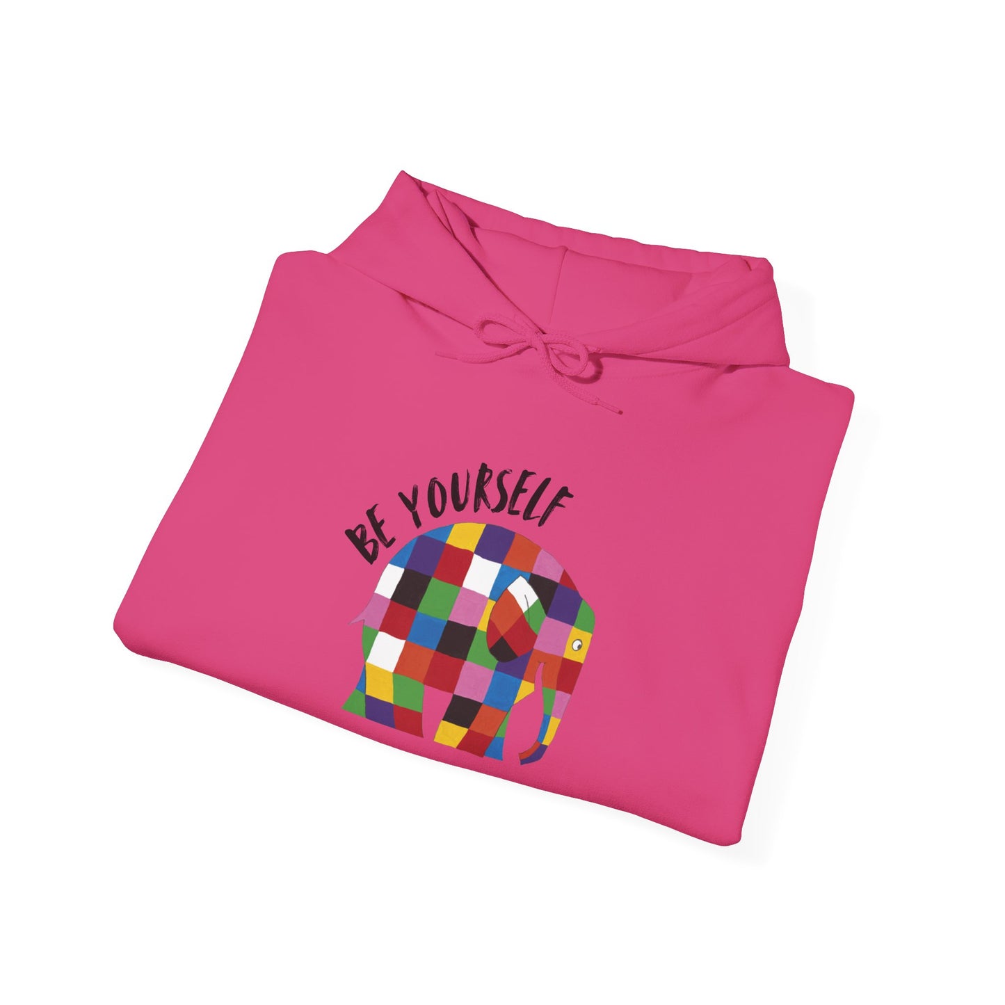 Patchwork Elephant Unisex Hoodie, Elmer the Elephant Sweatshirt, Be Yourself Hooded Jumper, Gender Neutral Hoodie, Colorful Cartoon Sweater