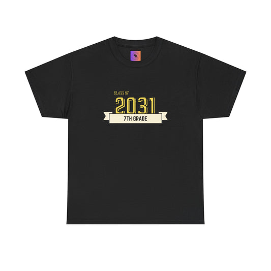 2031 Graduation Tee, Unisex Heavy Cotton T-Shirt, 7th Grade Class Shirt, Student Gift, Back to School Apparel
