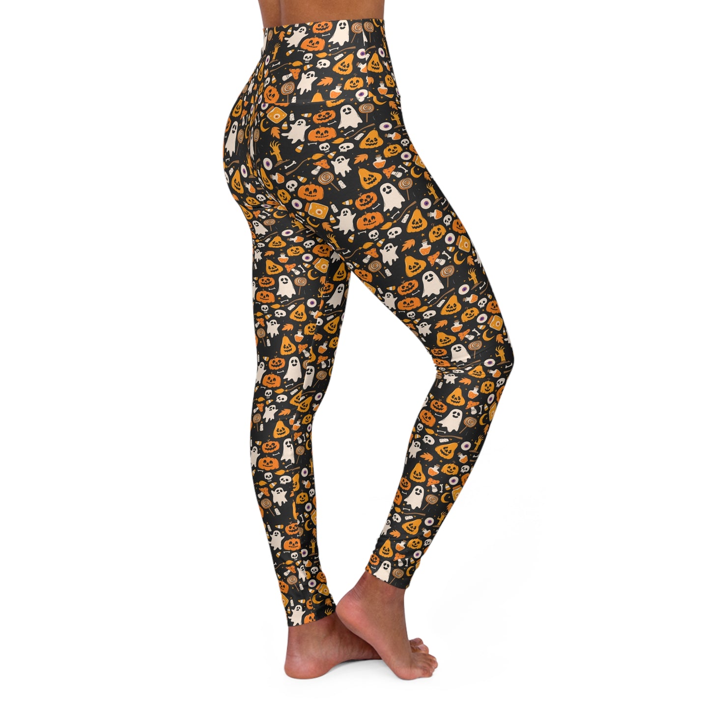 Halloween High Waisted Yoga Leggings, Spooky Workout Pants, Fall Fitness Apparel, Yoga Pants for Women, Halloween Costume Leggings