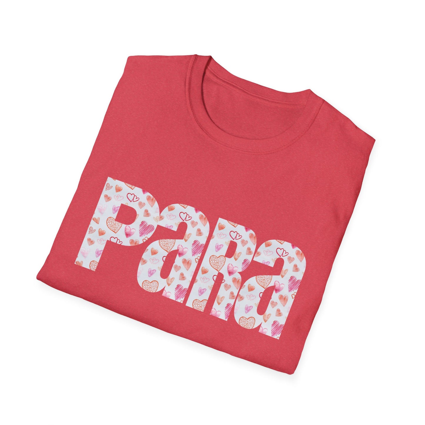 Para heart Text T-Shirt — Pink heart Pattern Graphic Tee