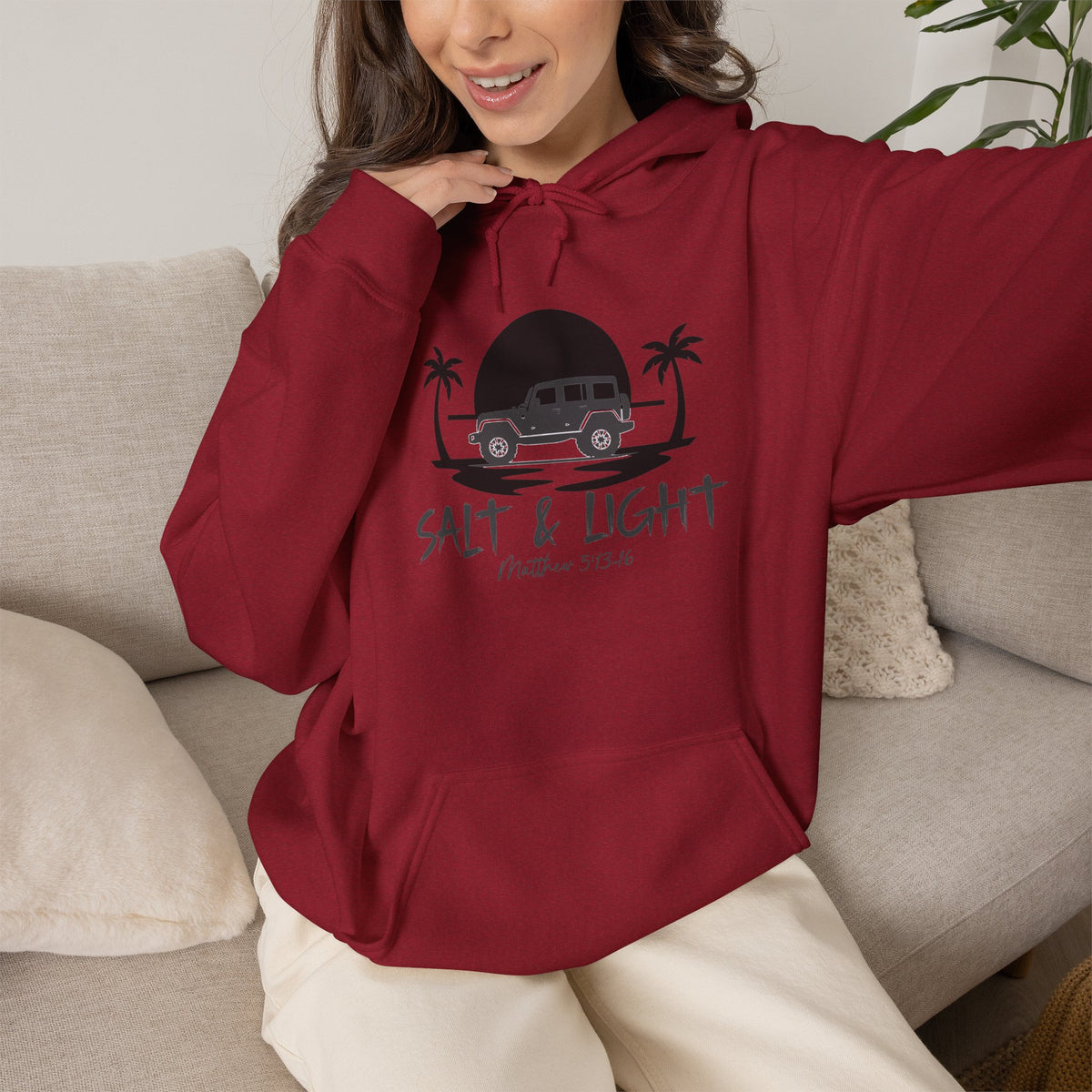 Salt & Light Christian Hoodie – Beach Van Sunset Pullover (Matthew 5:14)