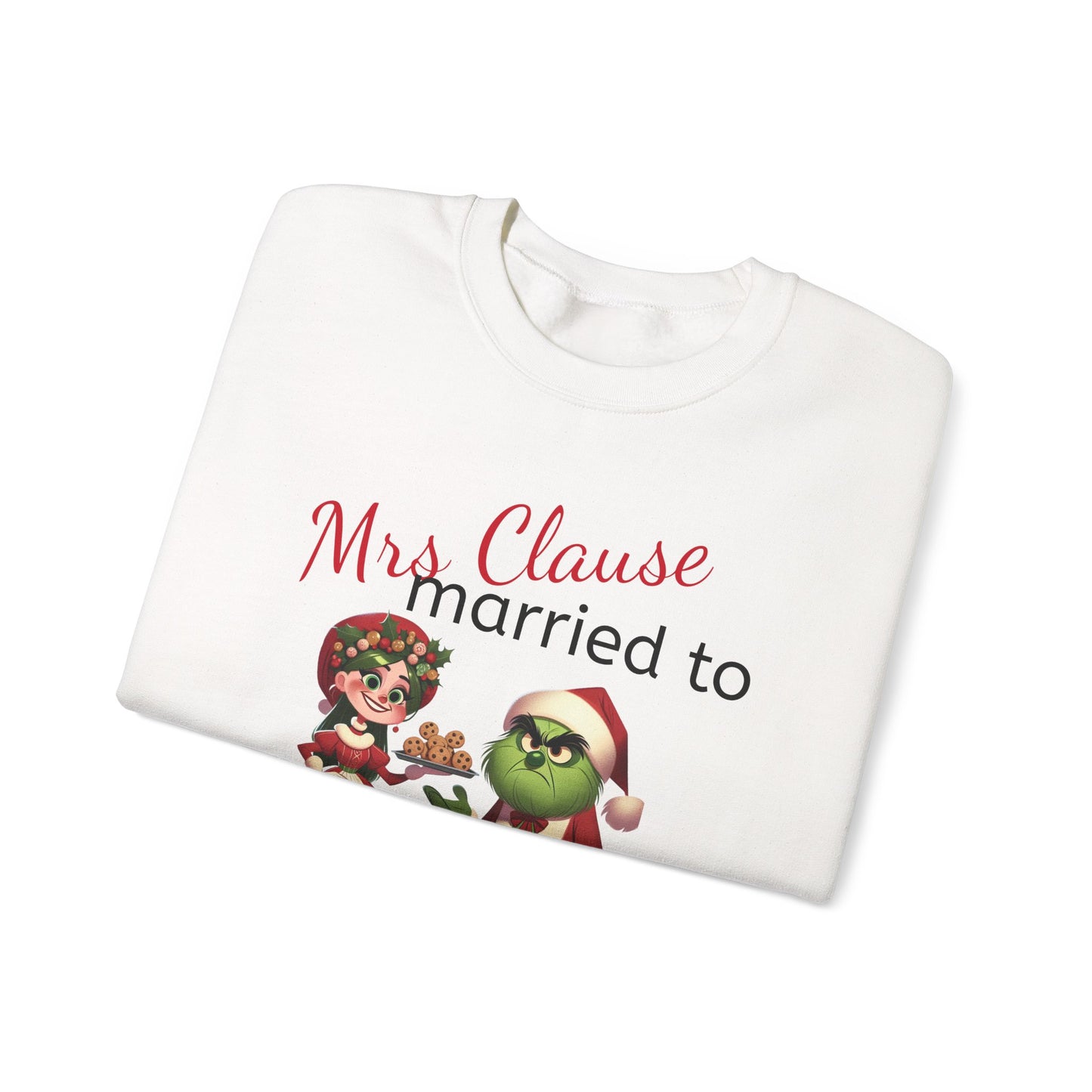 Funny Mrs Clause Married to the Grinch Sweatshirt, Christmas Couples Jumper, Holiday Pullover, Xmas Apparel, Winter Top