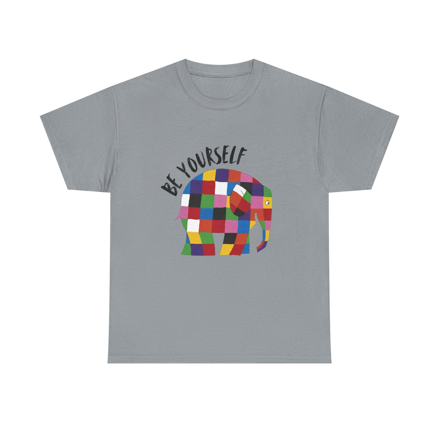 Patchwork Elephant Unisex Tee, Elmer Print Shirt, Graphic Tee, Kids Novelty Shirt, Animal Lover Gift