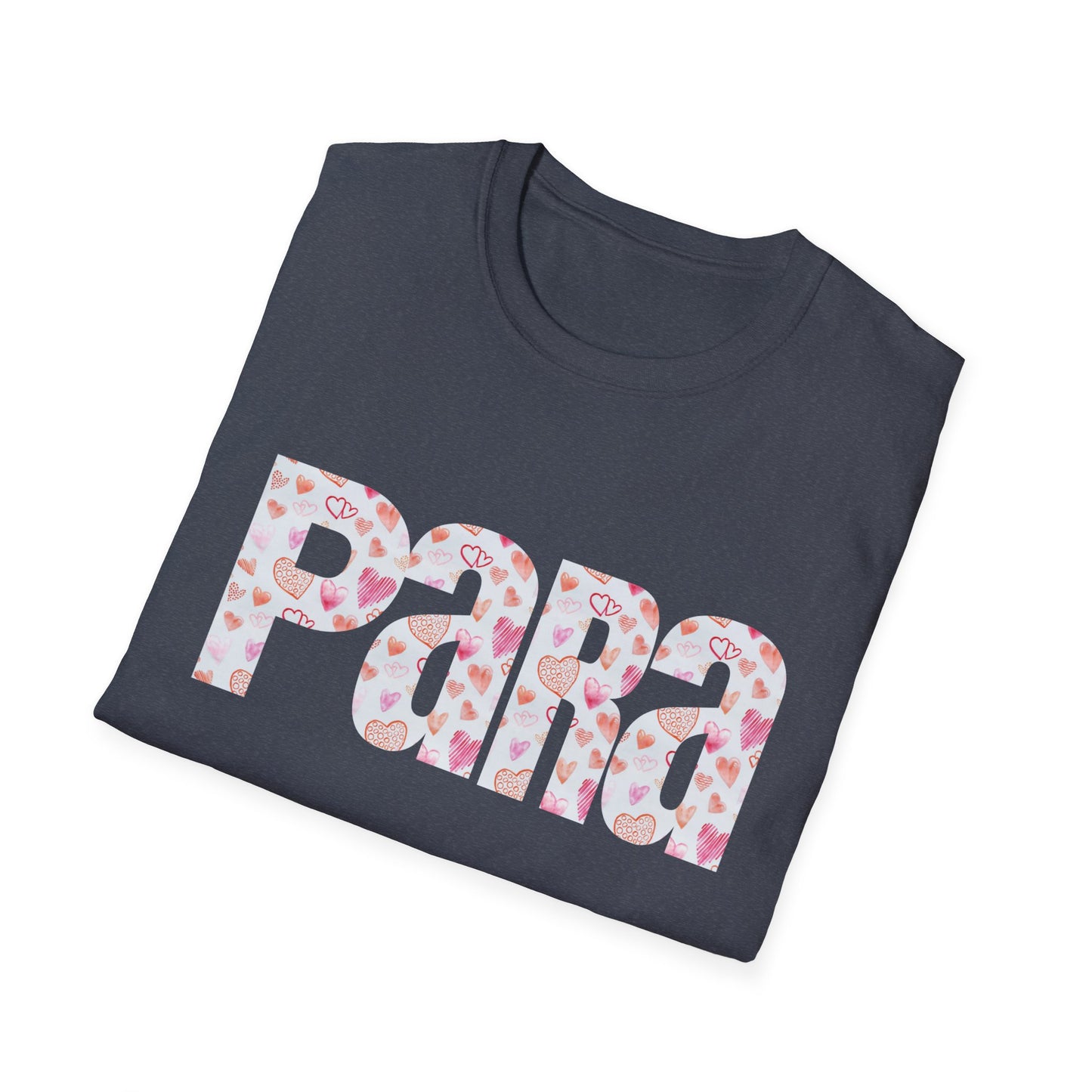 Para heart Text T-Shirt — Pink heart Pattern Graphic Tee