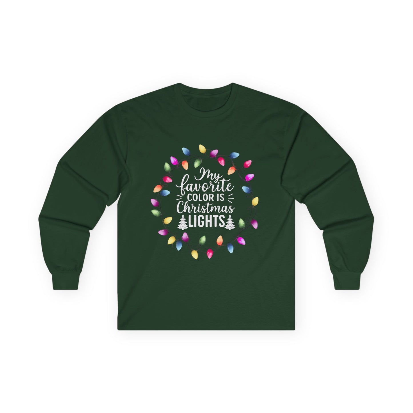 Christmas Lights Long Sleeve Tee, Unisex Holiday Shirt, Festive Apparel, Gift for Her, Xmas Party Outfit