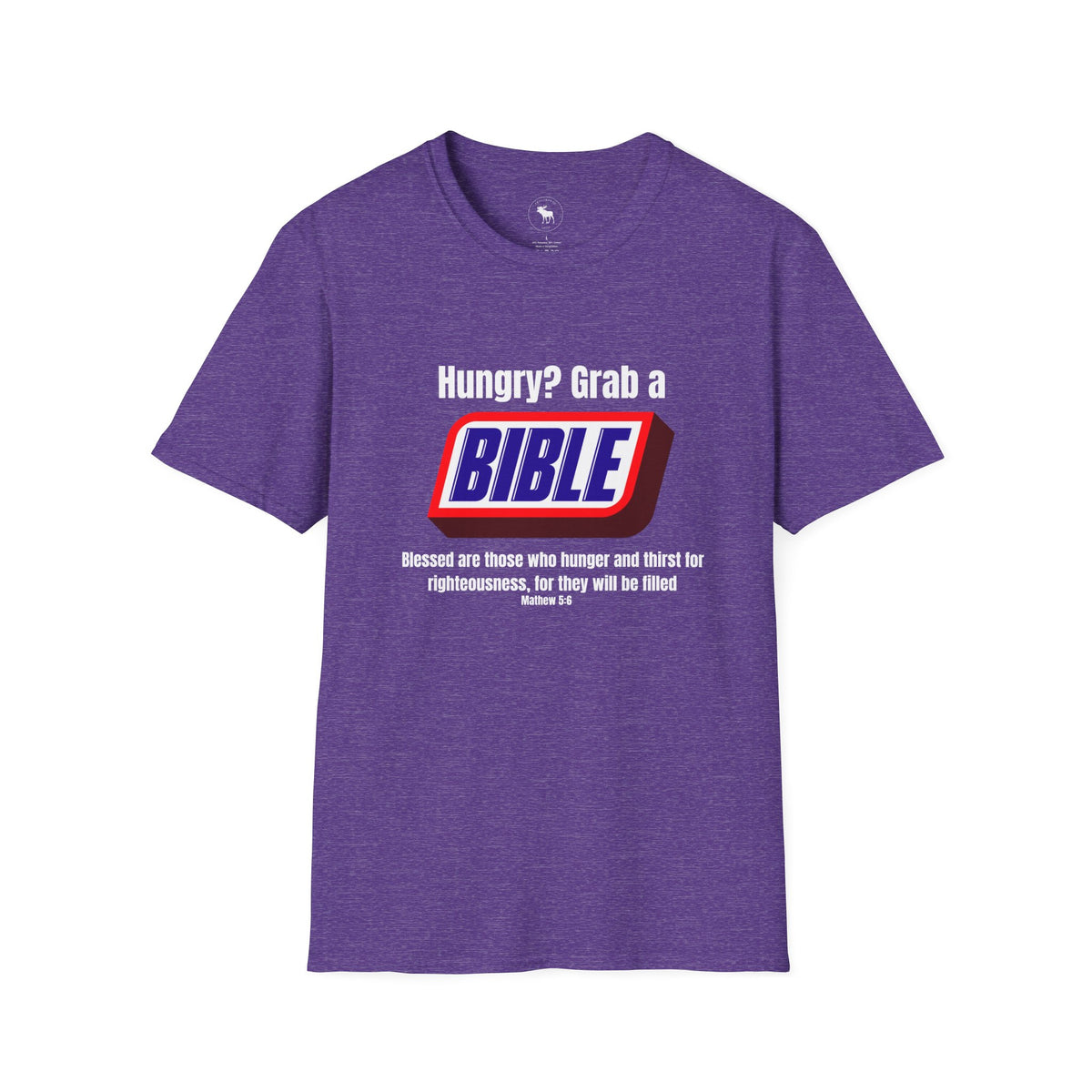 Bible Snack Tee — "Hungry? Grab a Bible" Christian T-Shirt (Matthew 5:6)