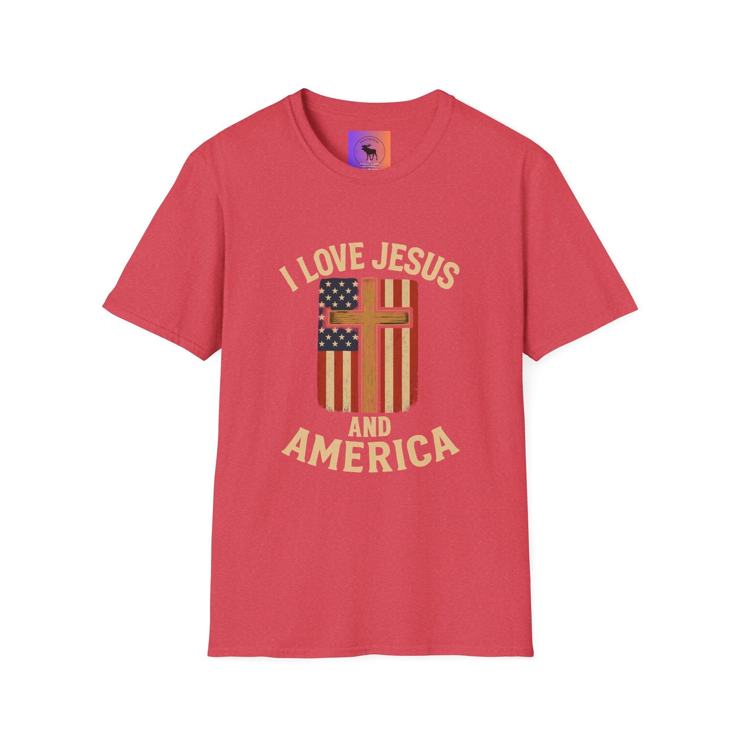 I Love Jesus and America Unisex T-Shirt, Faith Apparel, Patriotic Tee, Religious Clothing, Gifts for Christians, Fourth of July Shirt
