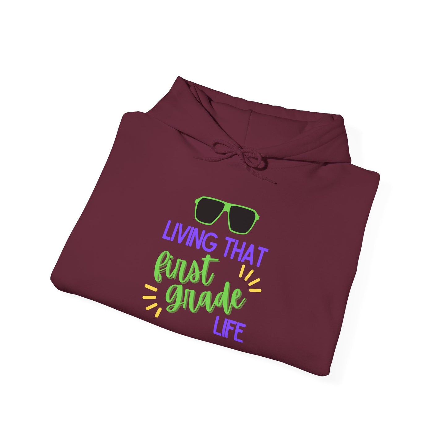 Living That first Grade Life Hoodie - Perfect for Students, Graduation Gift, Cool Casual Wear, Back to School, Kids' Style