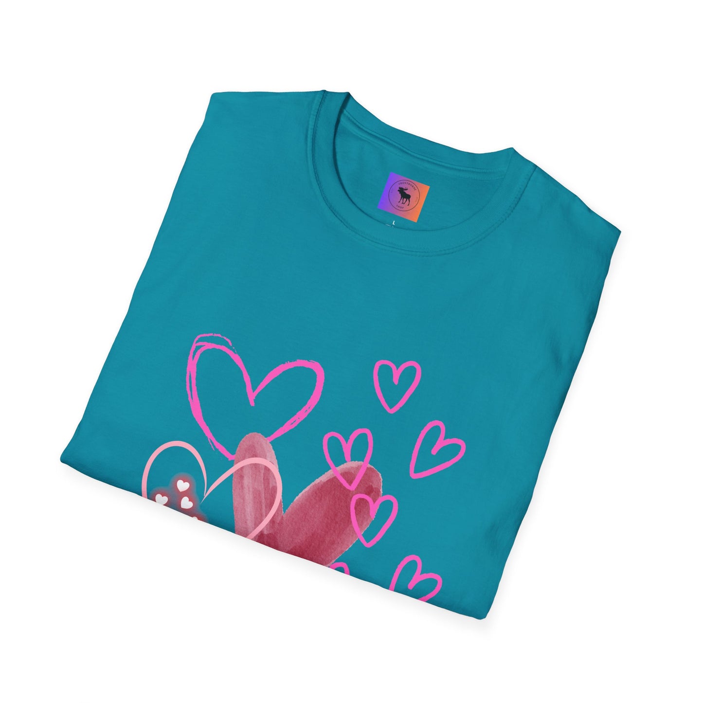 Heart Sketch T-Shirt — Pink Watercolor Hearts Valentine Tee
