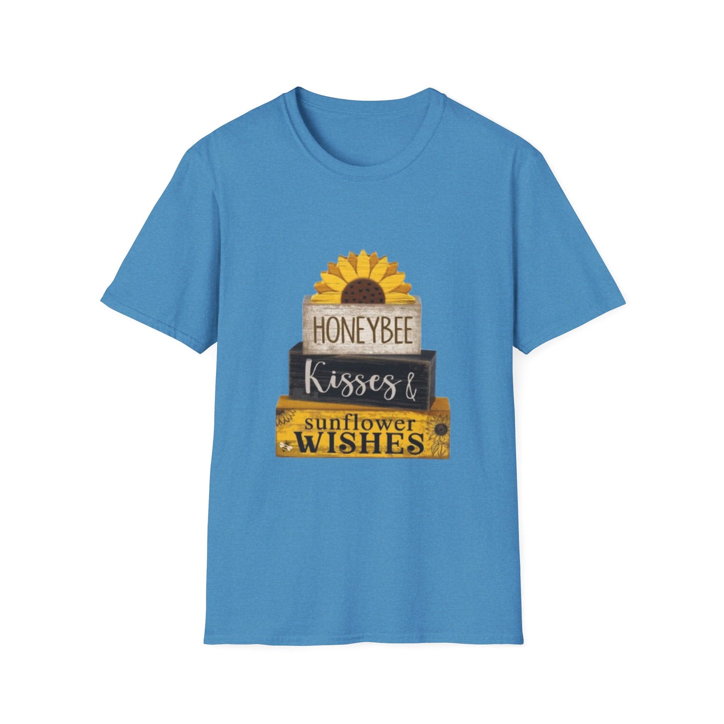 Sunflower & Honeybee T-Shirt — "Honeybee Kisses & Sunflower Wishes" Farmhouse Tee