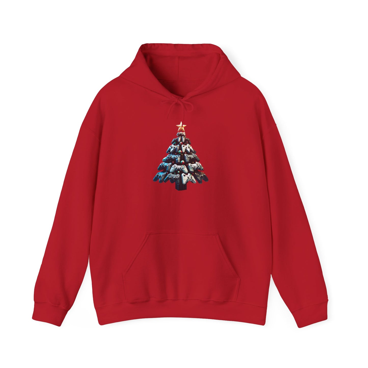 Video Game Console Christmas Tree Hoodie - Gamer Gift Sweatshirt, Holiday Gaming Apparel, Unisex Hooded Jumper, Geeky Christmas Present,