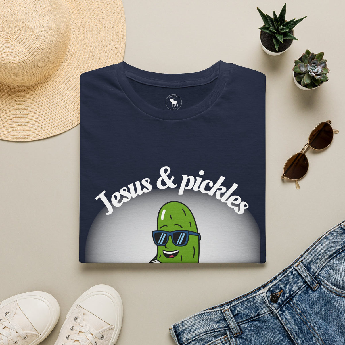 Jesus & Pickles T-Shirt — “Salty & Saved” Funny Christian Graphic Tee