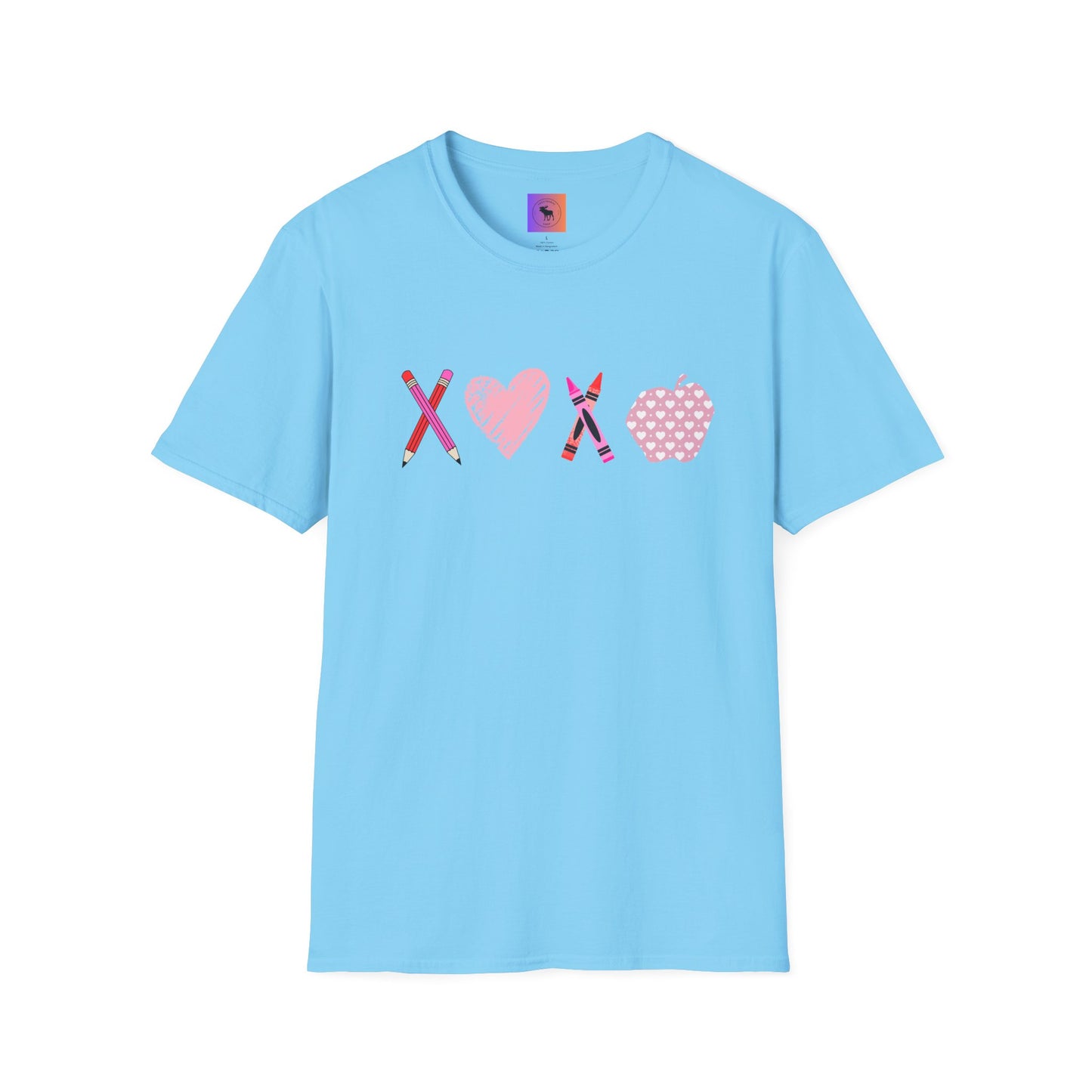 Teacher Valentine T-Shirt — Pencils, Crayon Apple & XOXO