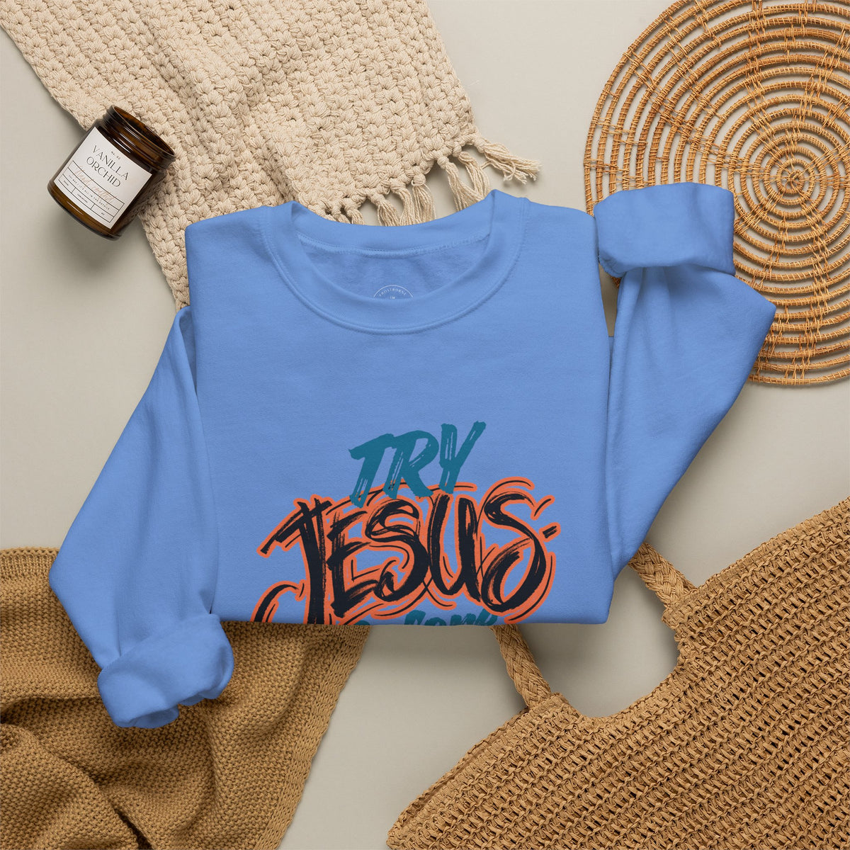 Try Jesus Before You Try Me Faith-Based Crewneck Sweatshirt