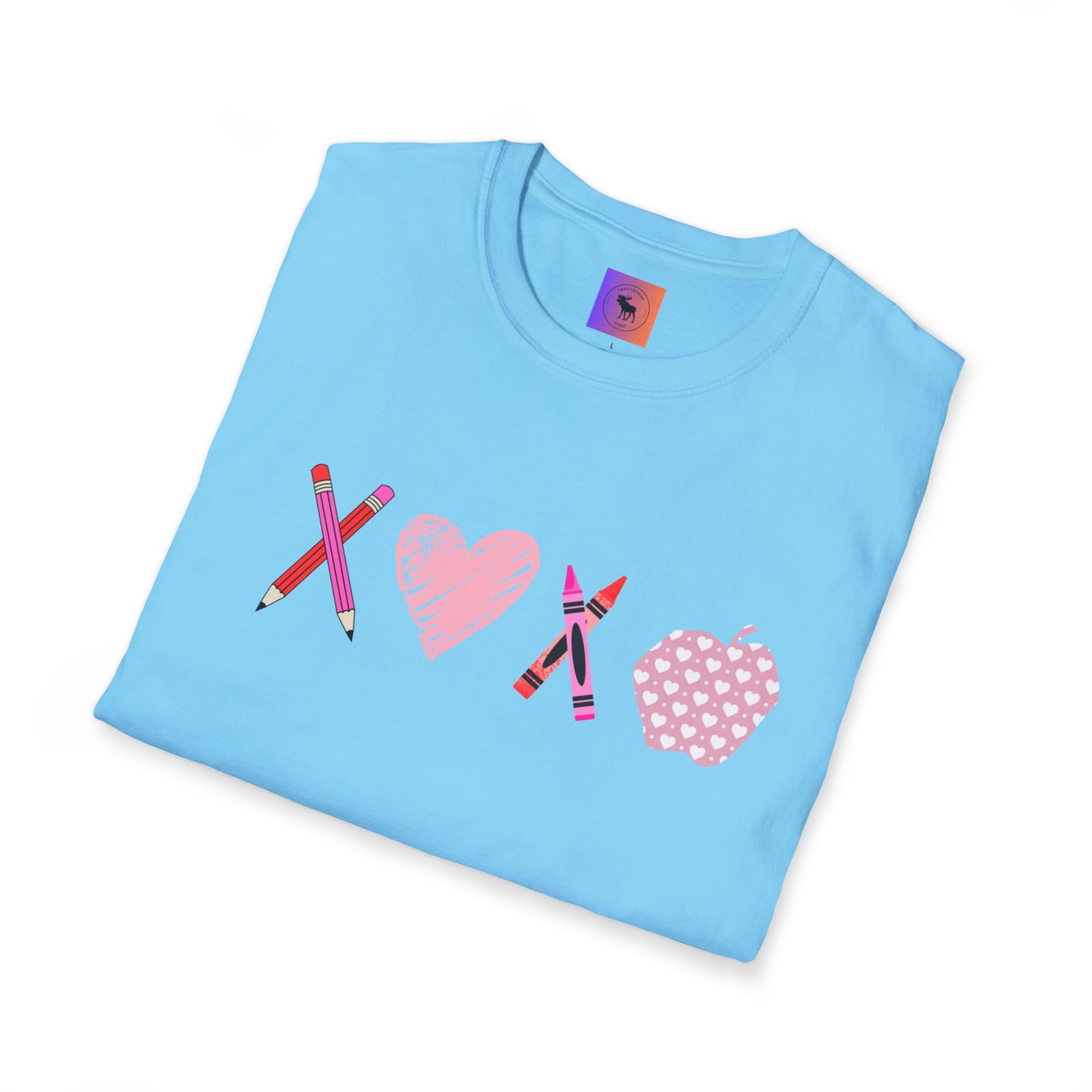 Teacher Valentine T-Shirt — Pencils, Crayon Apple & XOXO