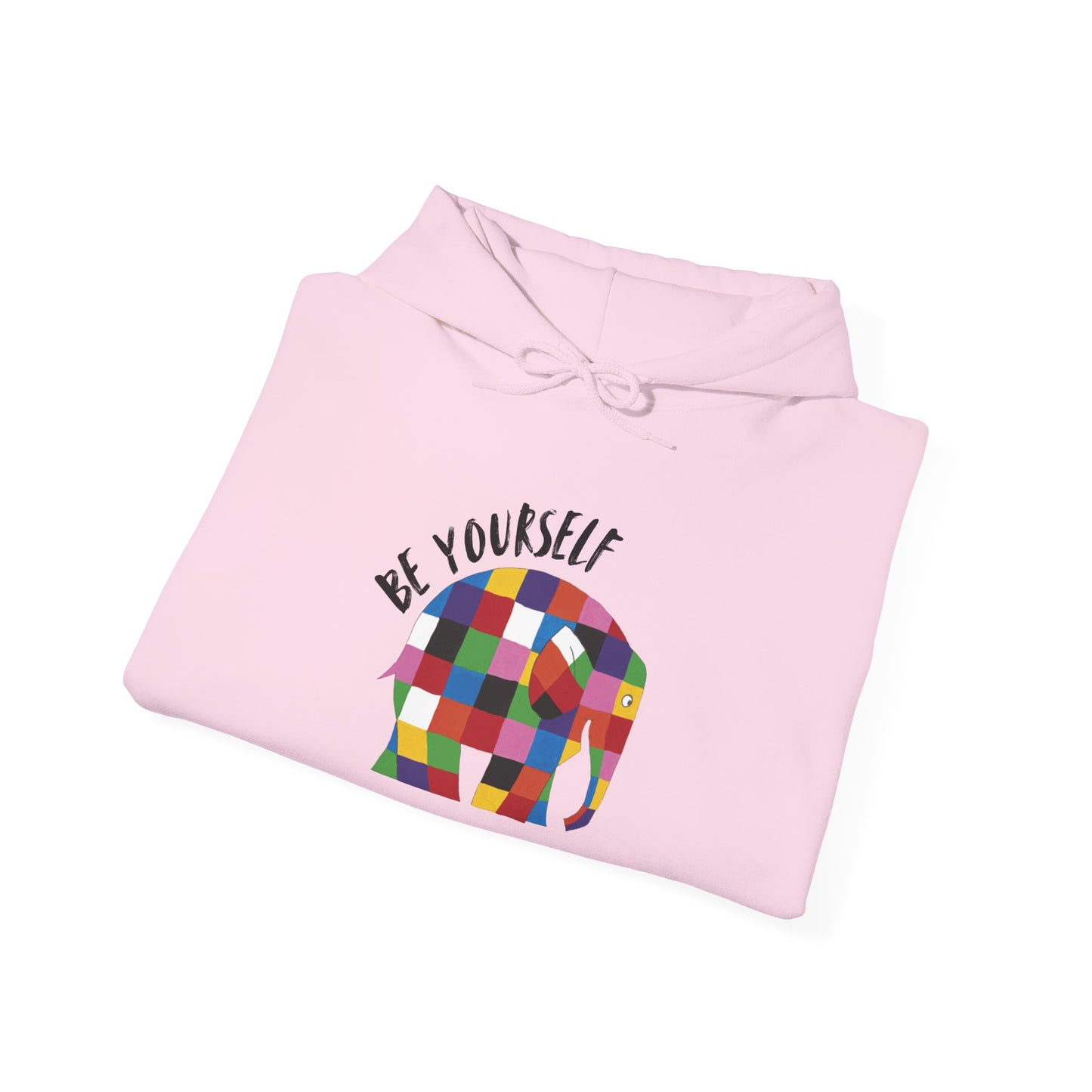 Patchwork Elephant Unisex Hoodie, Elmer the Elephant Sweatshirt, Be Yourself Hooded Jumper, Gender Neutral Hoodie, Colorful Cartoon Sweater