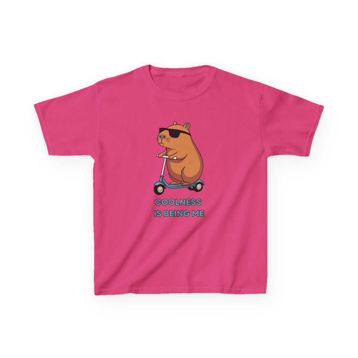 Kids Tee — 'Coolness Is Being Me' CAPYBARA on Scooter Cute Graphic T-Shirt
