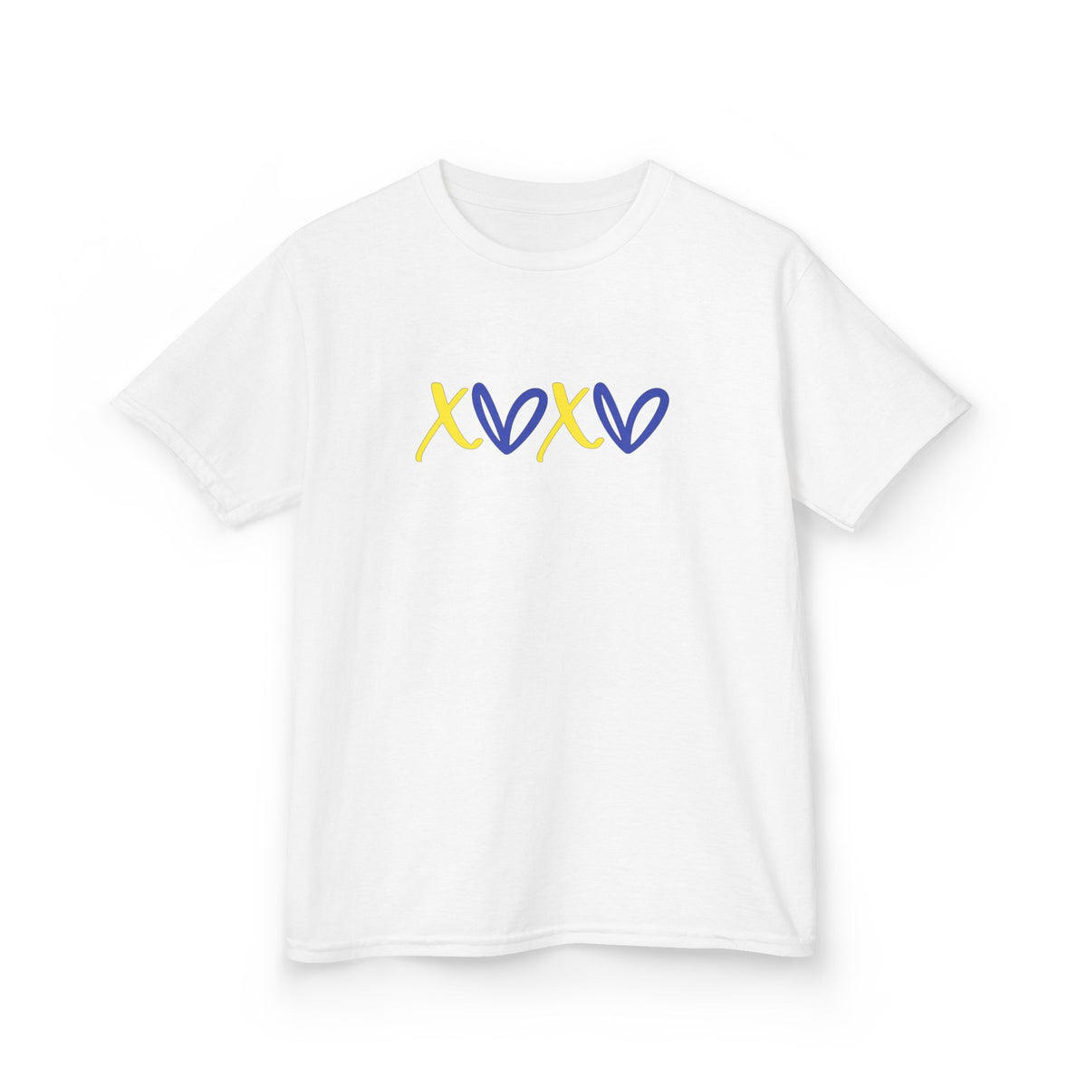 Kids Tee — Blue & Yellow DNA Hearts Design Down Syndrome Awareness,  DS