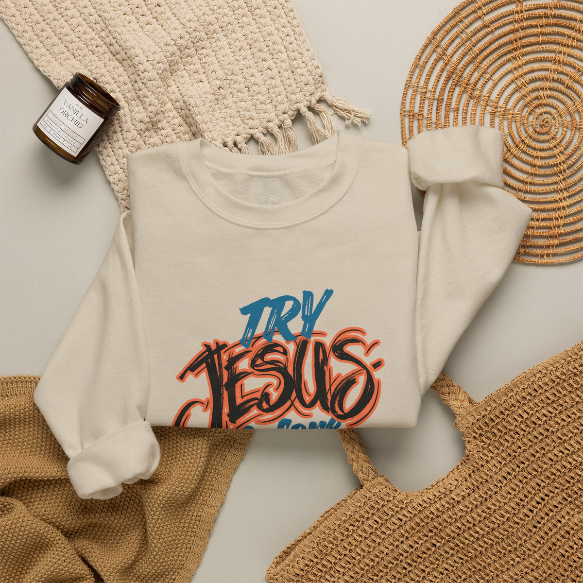 Try Jesus Before You Try Me Faith-Based Crewneck Sweatshirt
