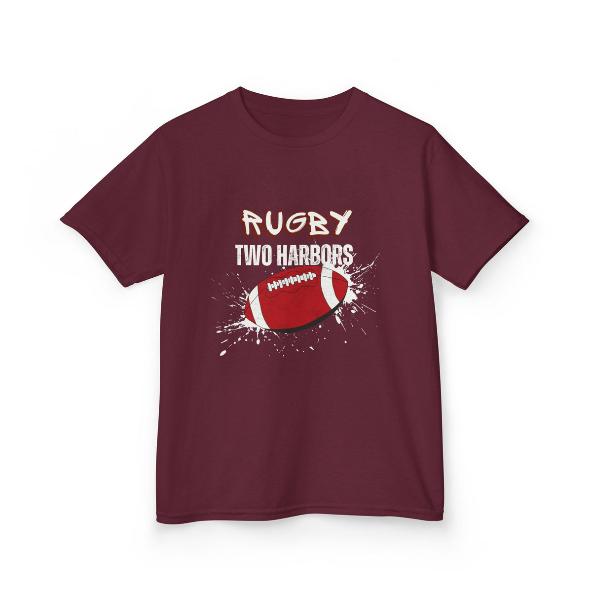 Kids Tee — "Rugby Two Harbors" Youth Football Graphic Shirt