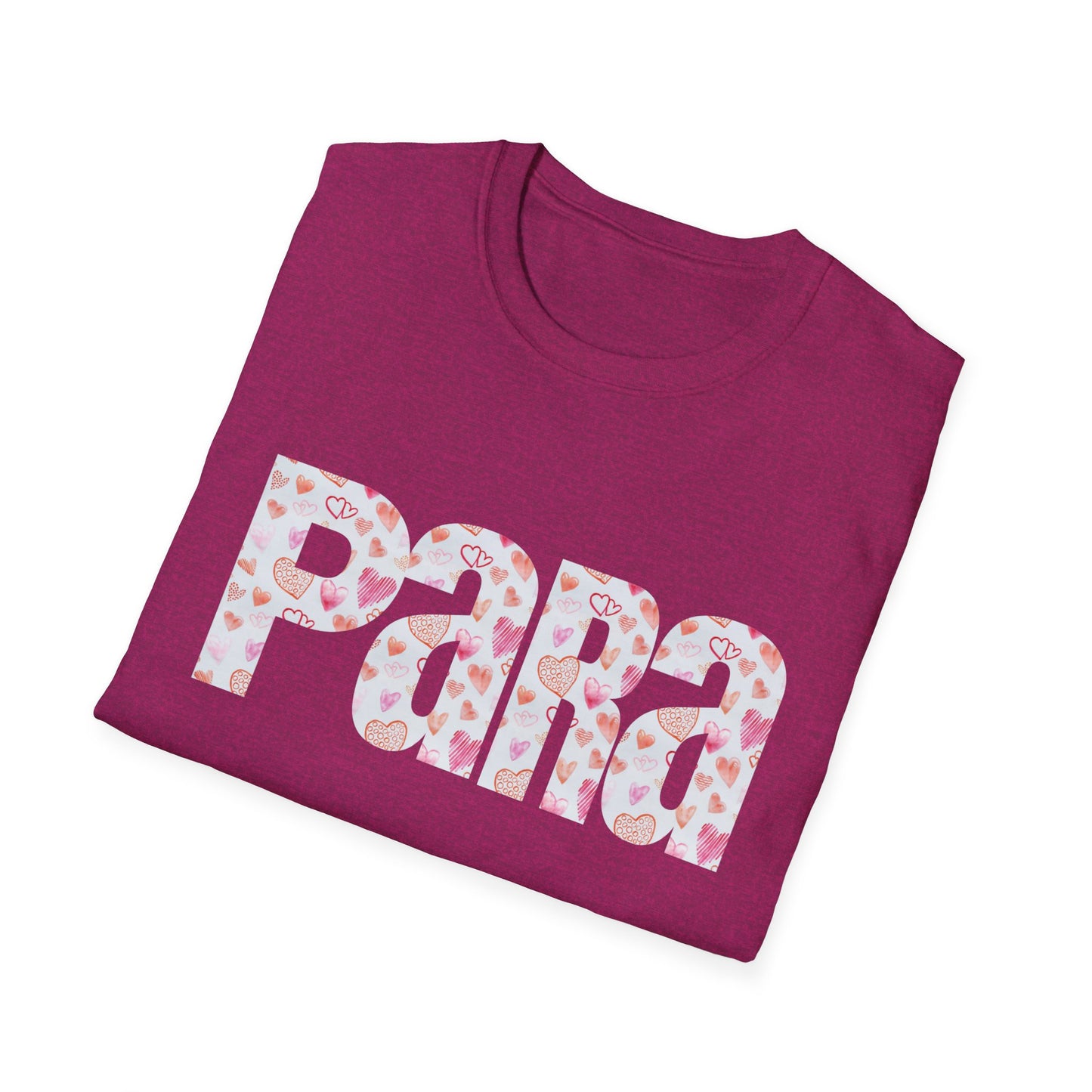 Para heart Text T-Shirt — Pink heart Pattern Graphic Tee