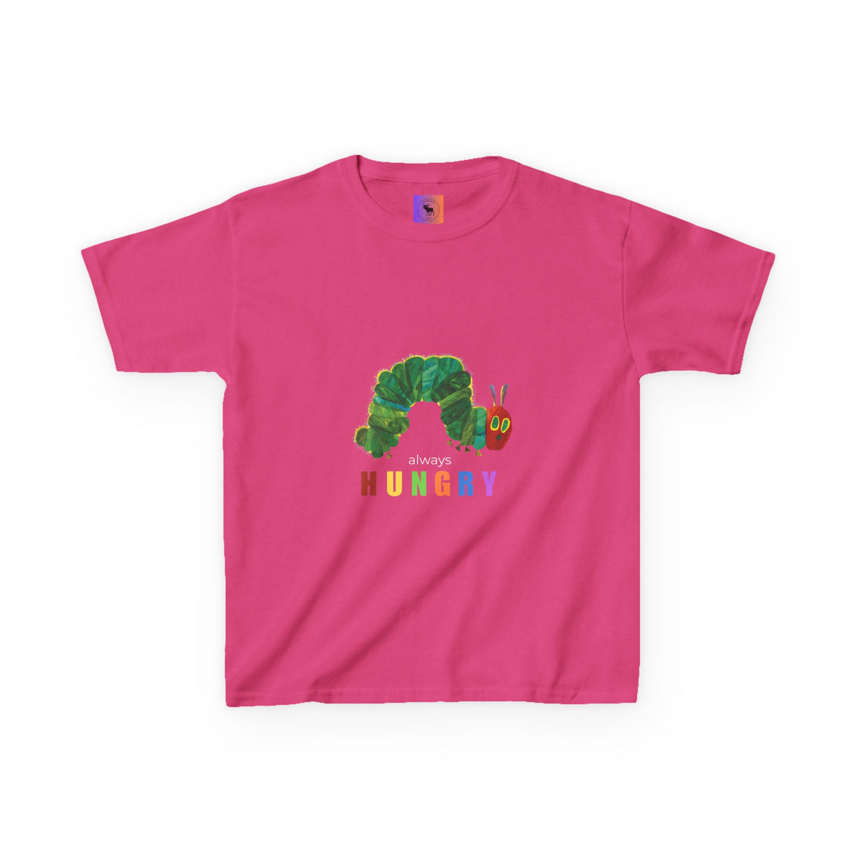 Kids Tee — "Always Hungry" Colorful Caterpillar Graphic