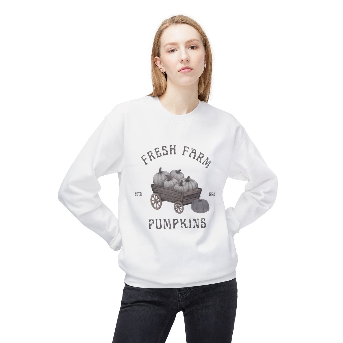 Fresh Farm Pumpkins Sweatshirt, Cozy Fall Apparel, Autumn Fashion, Pumpkin Patch Sweatshirt, Harvest Festival Gear, Thanksgiving Gift