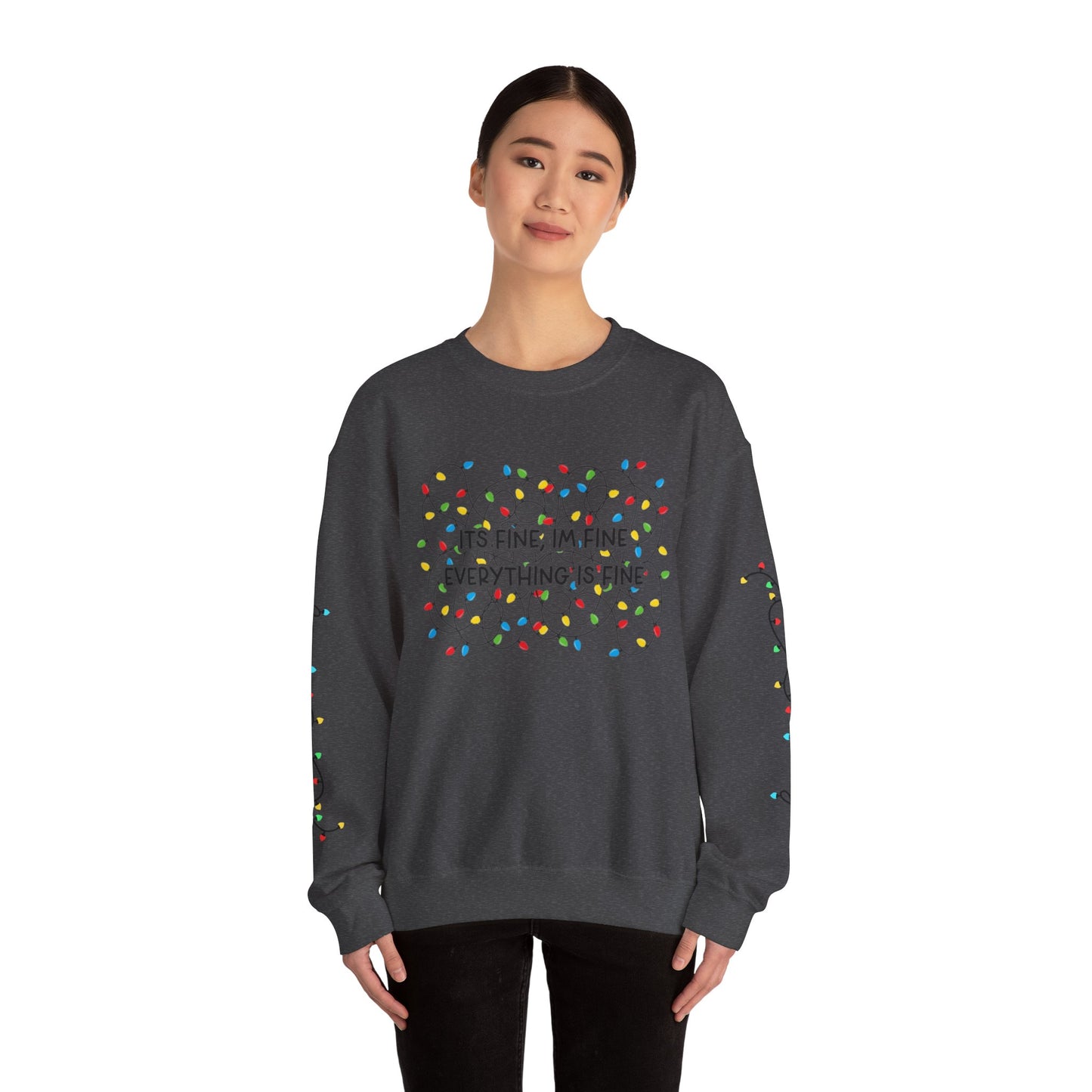 Its Fine Everything Is Fine holiday lights crewneck