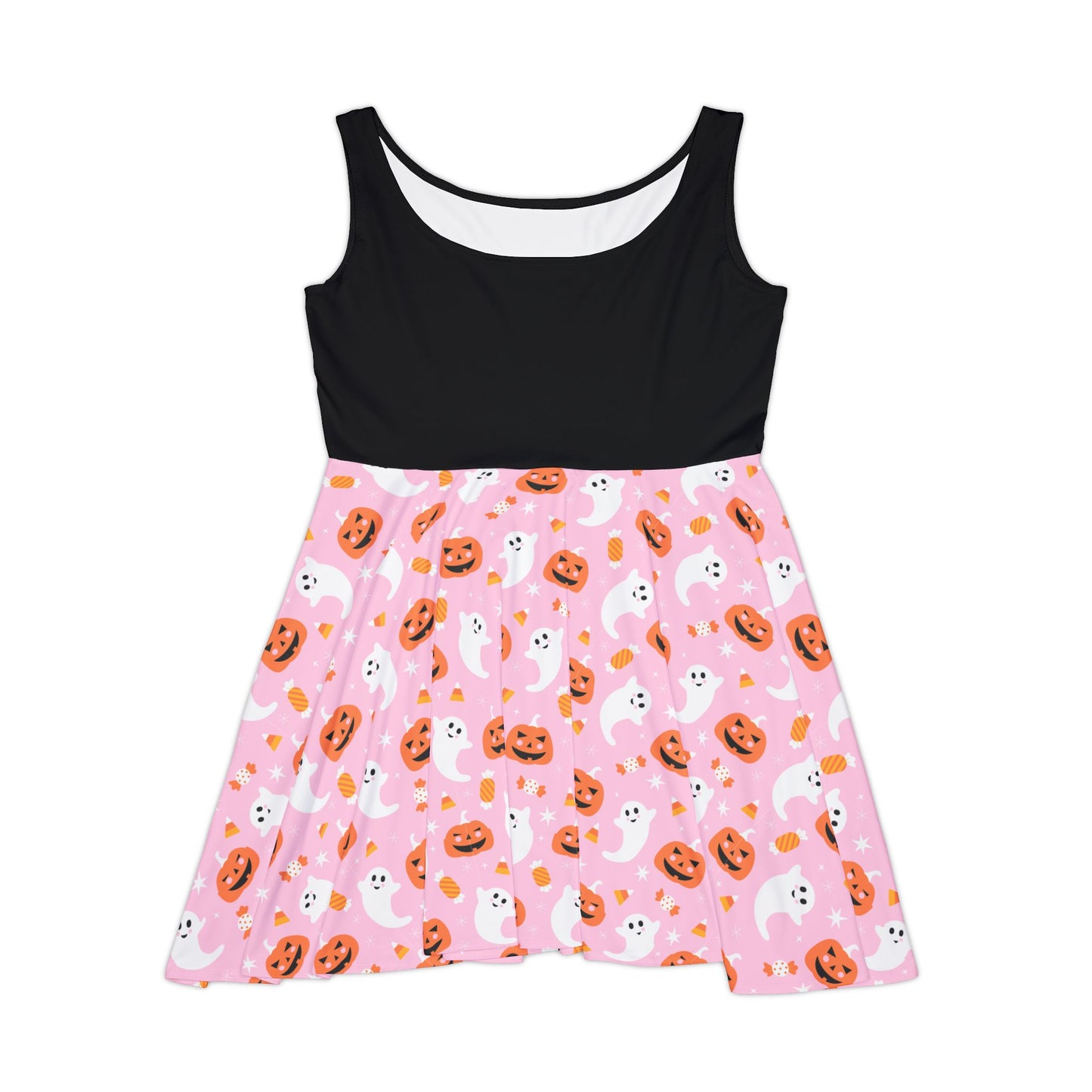 Spooky PINK Halloween Skater Dress, Casual Dress, Ghost Print Dress, Fall Fashion, Halloween Costume, Cute Dress for Parties