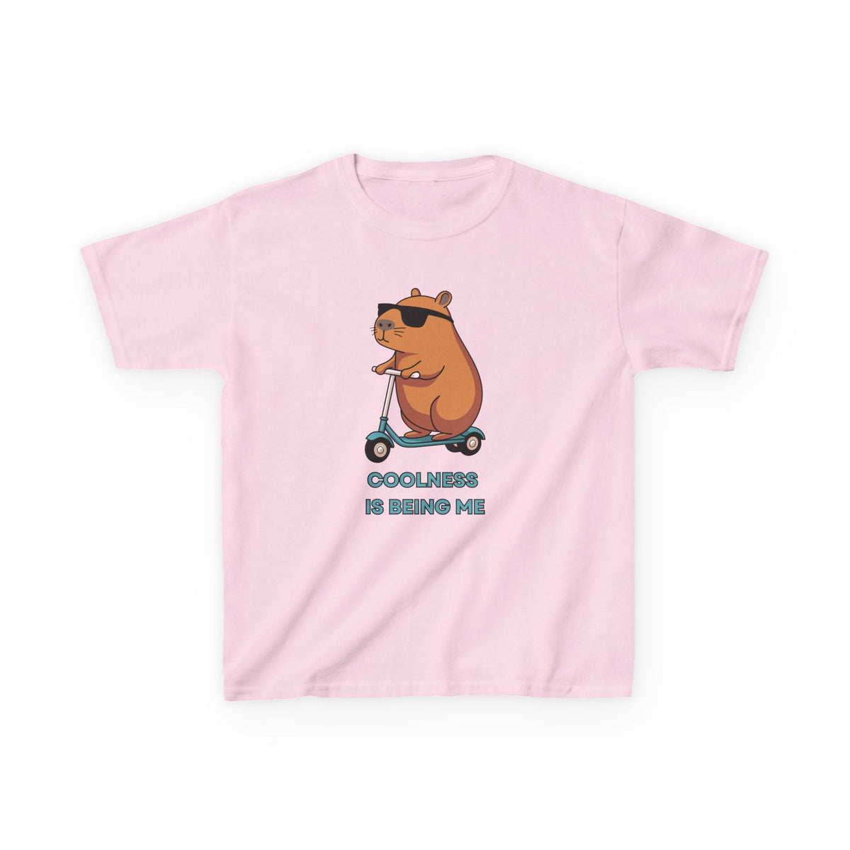 Kids Tee — 'Coolness Is Being Me' CAPYBARA on Scooter Cute Graphic T-Shirt