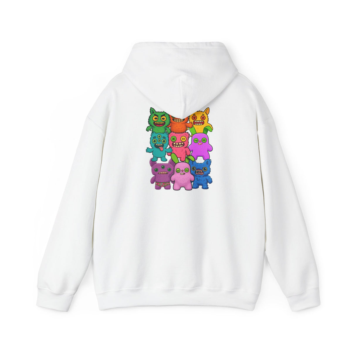 Hoodie Fugglers Colorful Cartoon Monster Crew Graphic Back Print
