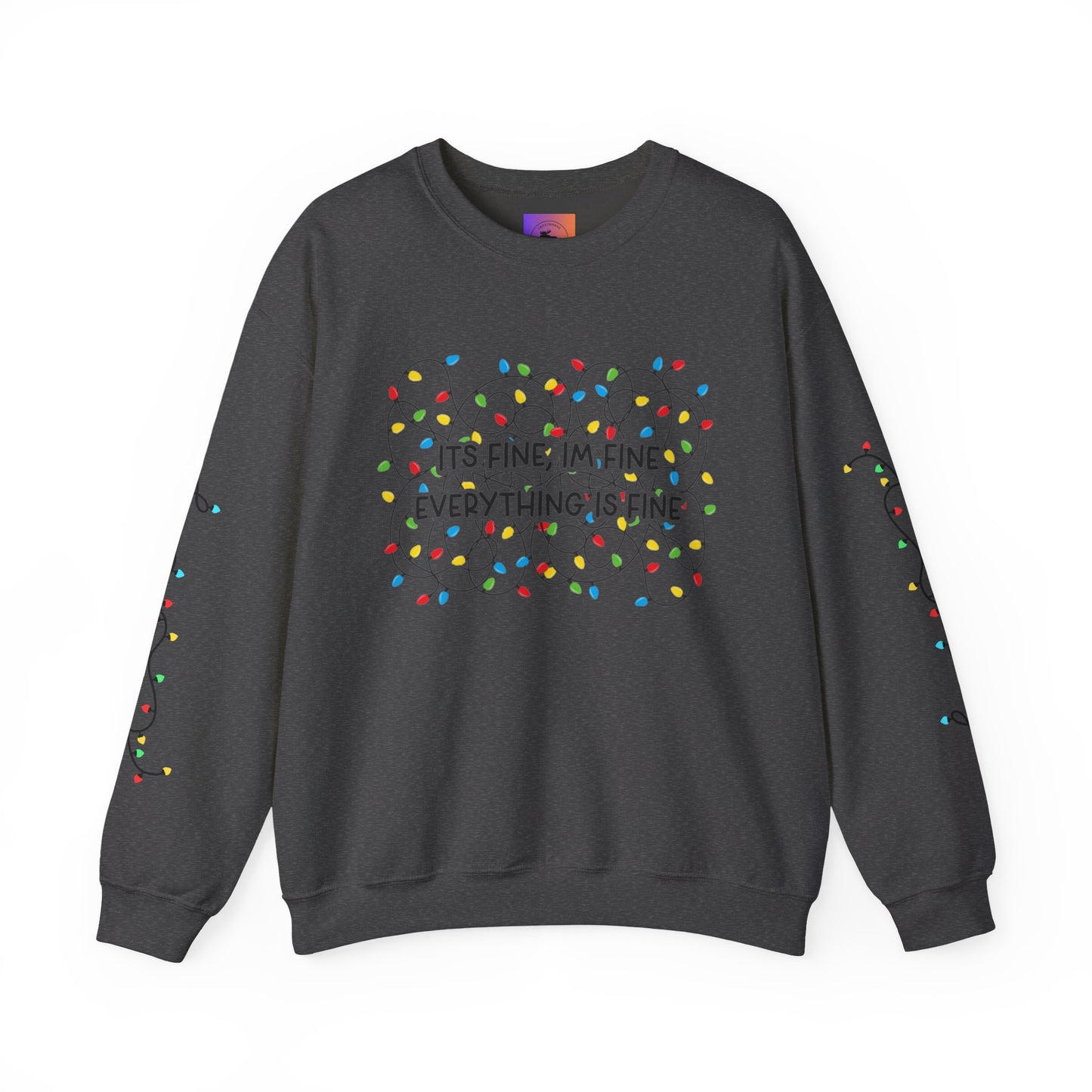 Its Fine Everything Is Fine holiday lights crewneck