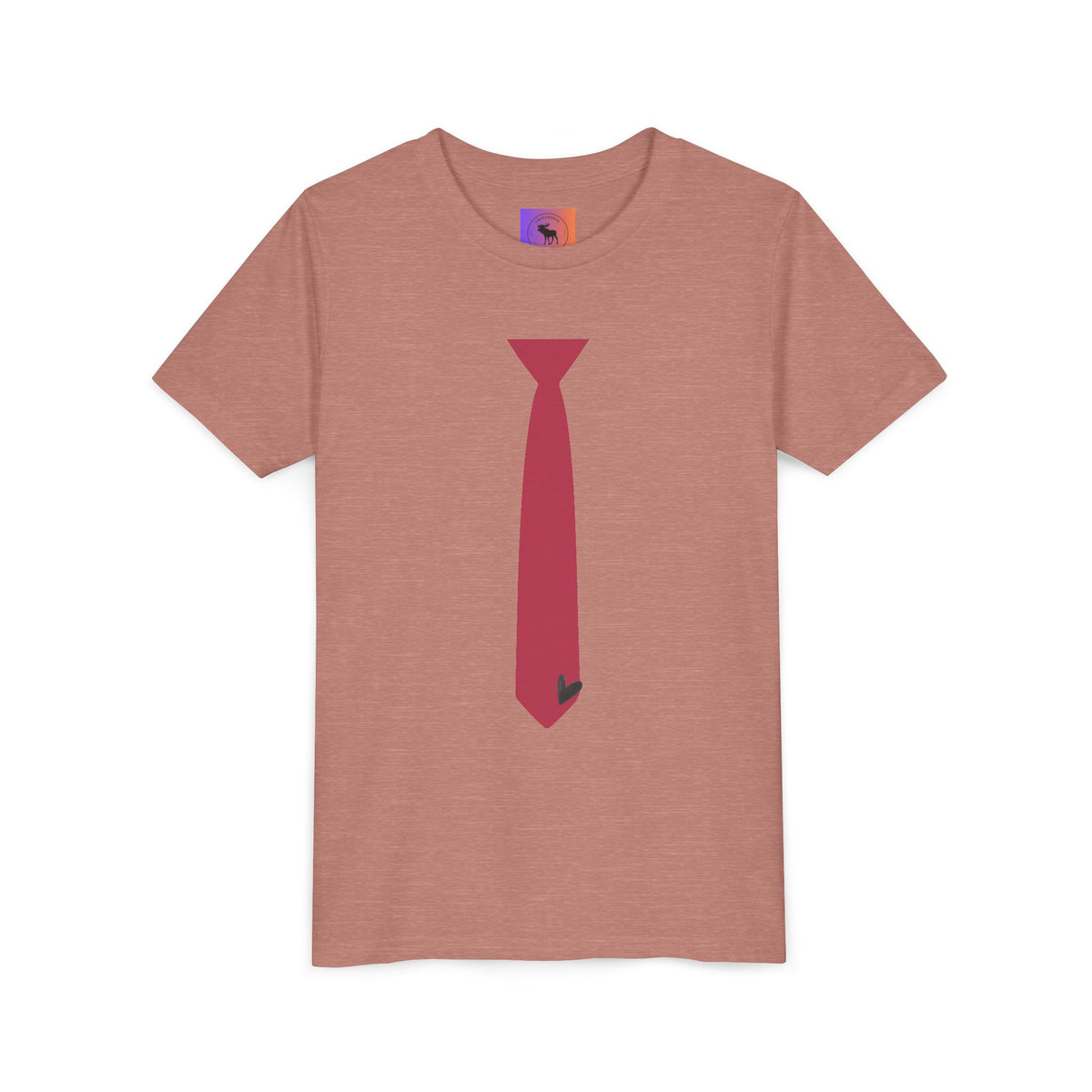 Youth Tie Graphic Tee – Red Necktie Costume Shirt for Kids with heart