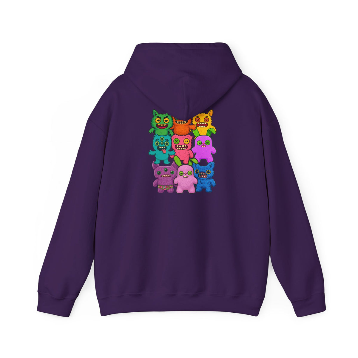 Hoodie Fugglers Colorful Cartoon Monster Crew Graphic Back Print