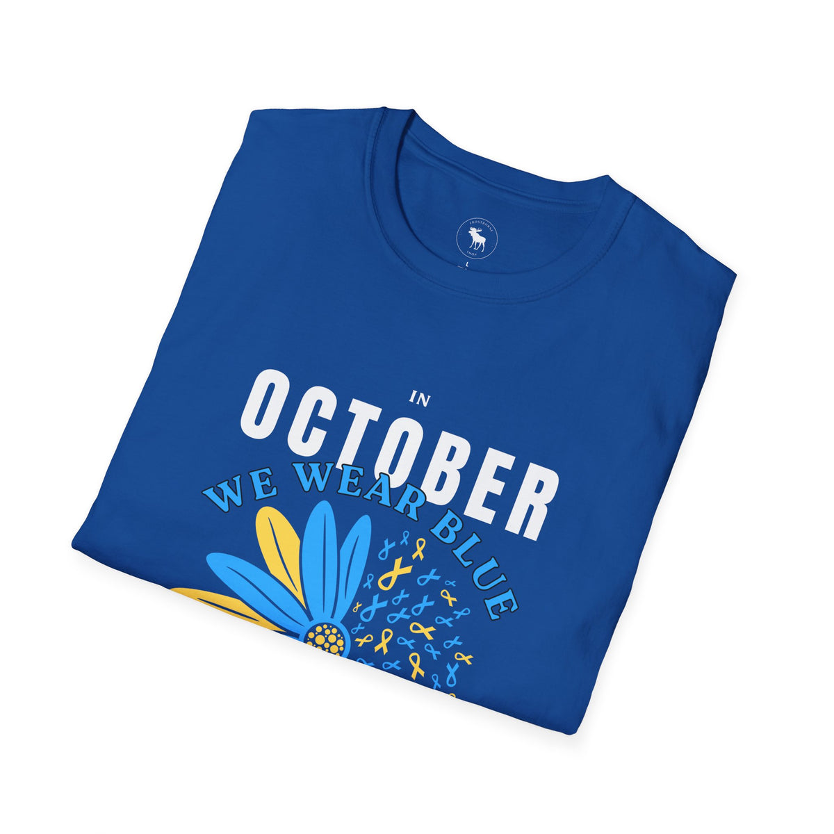 October We Wear Blue and Yellow T-Shirt — Down Syndrome Awareness Daisy Tee