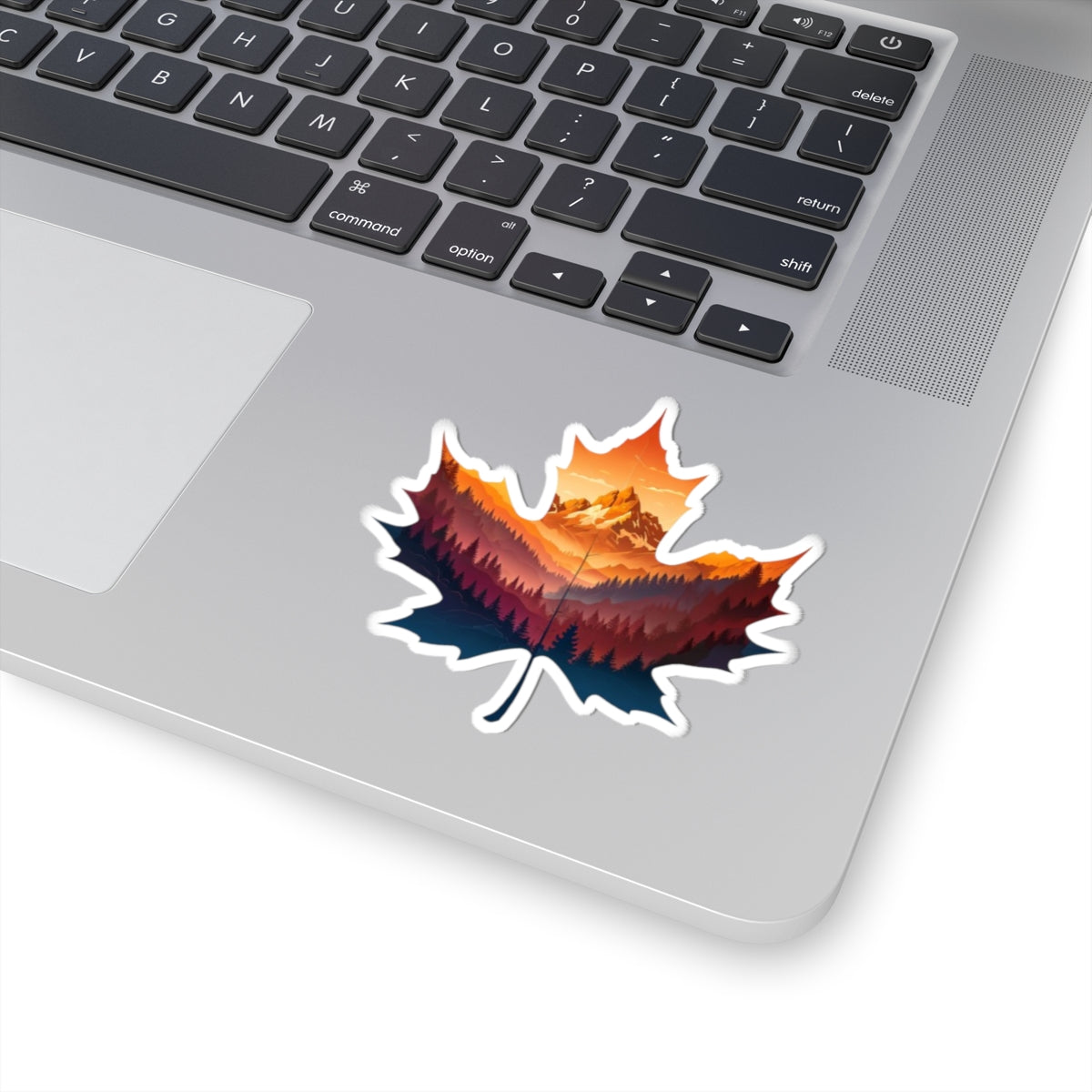 leaf shaped mountain sunset Kiss-Cut Stickers