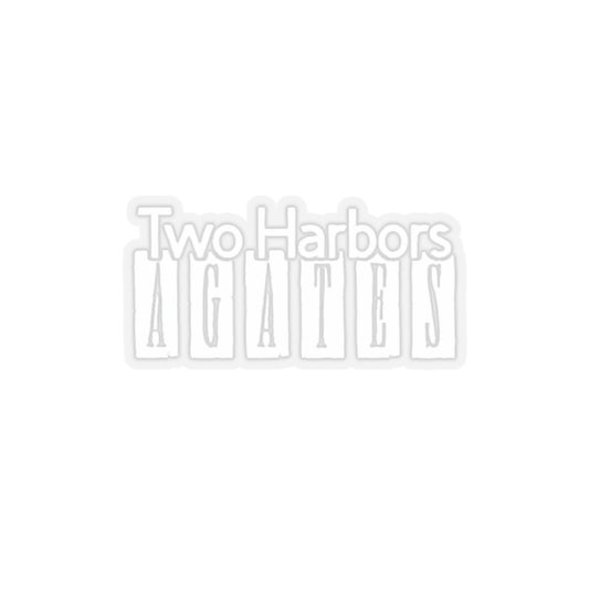 Kiss-Cut Two Harbors Agates Stickers, school pride, white text with transparent adhesive