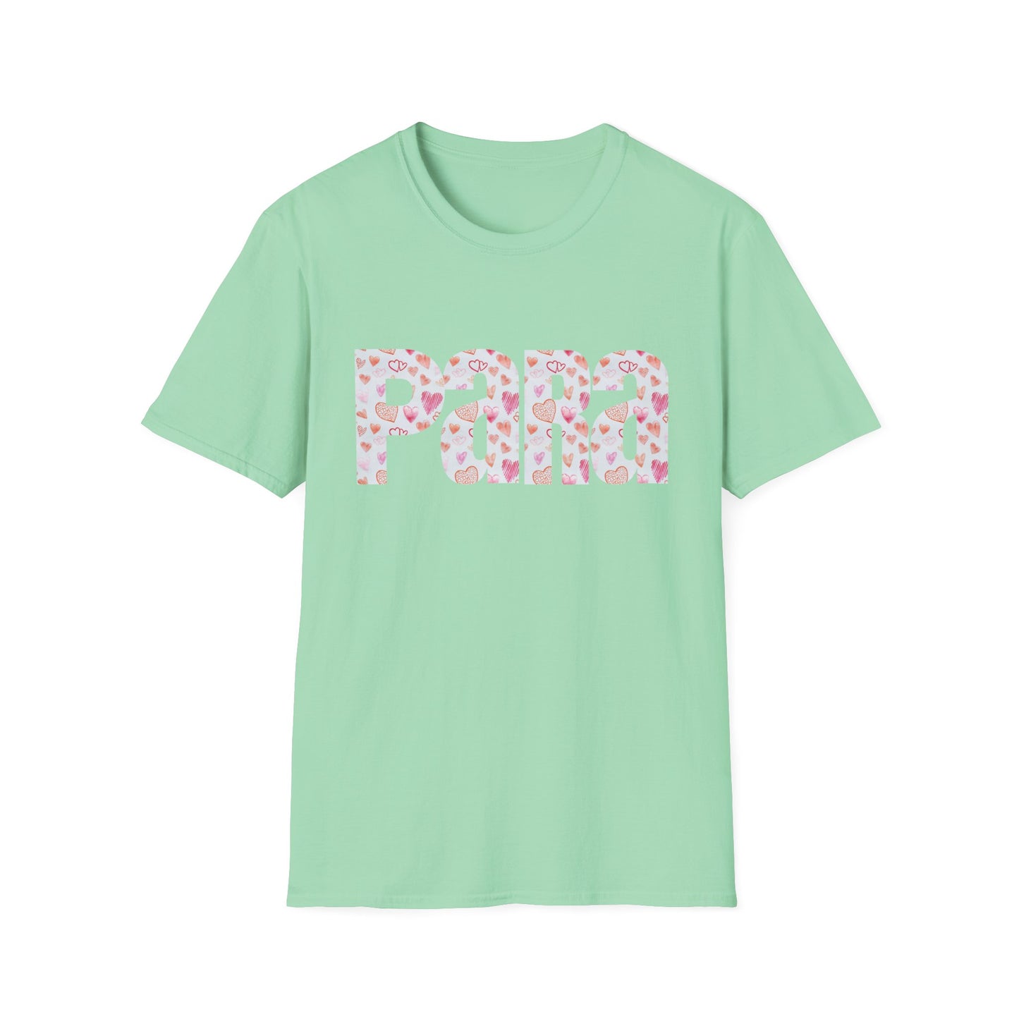 Para heart Text T-Shirt — Pink heart Pattern Graphic Tee