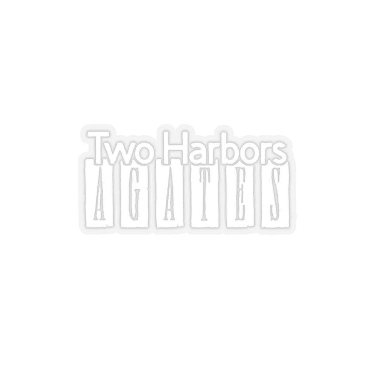 Kiss-Cut Two Harbors Agates Stickers, school pride, white text with transparent adhesive
