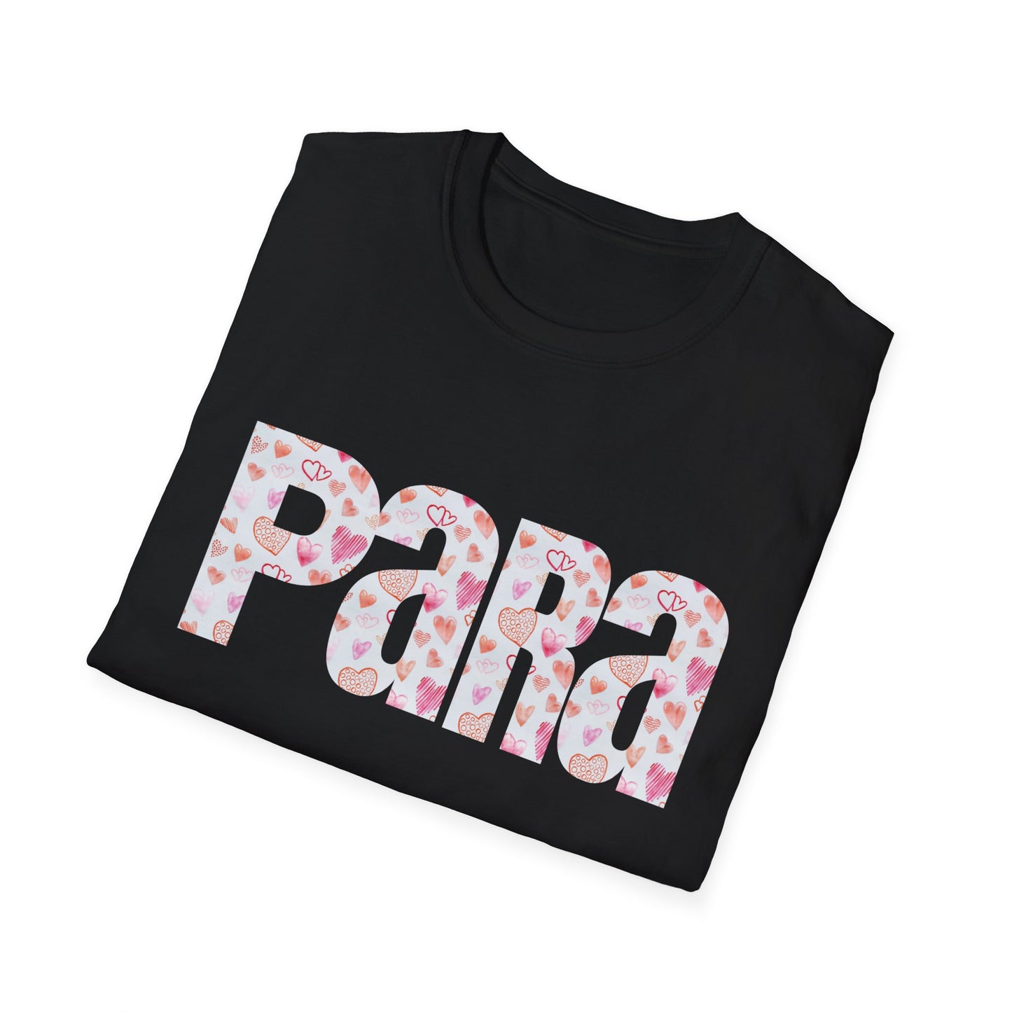 Para heart Text T-Shirt — Pink heart Pattern Graphic Tee
