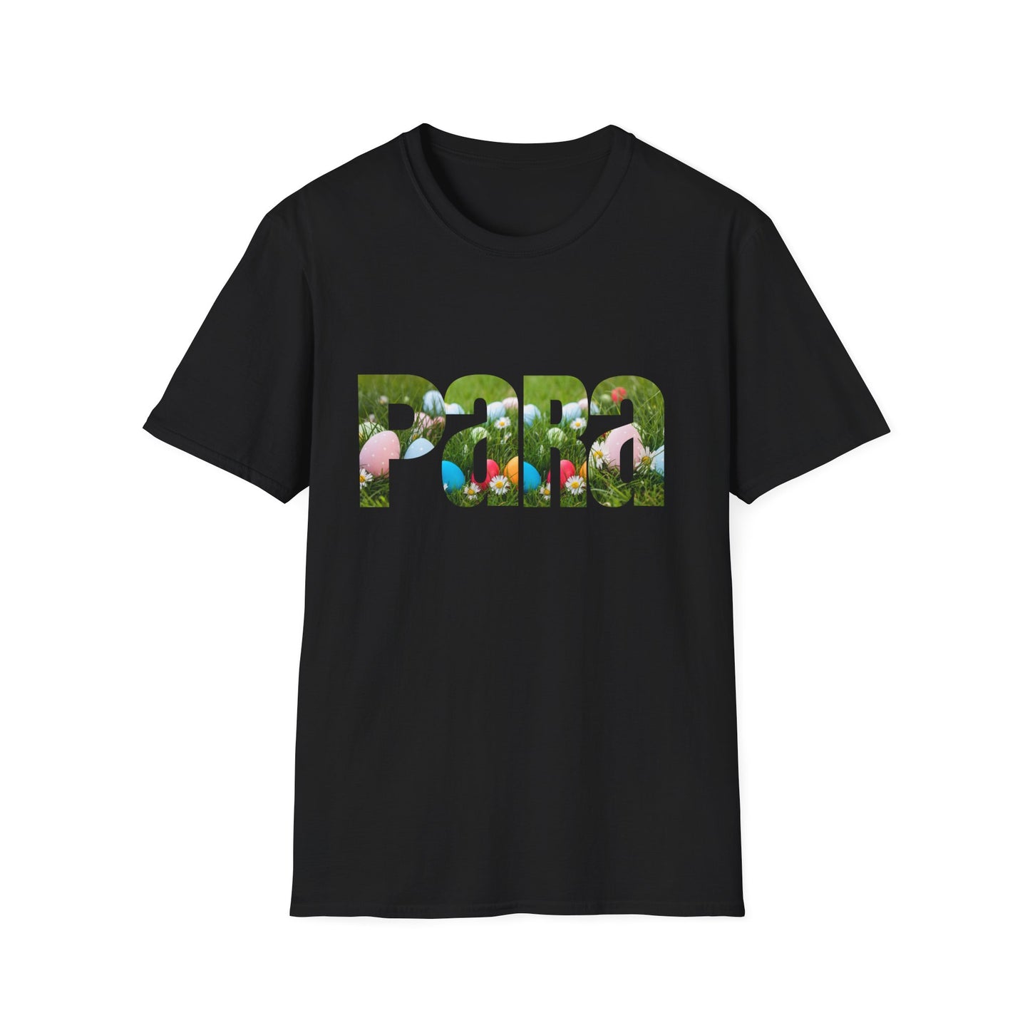 T-Shirt — Floral 'Para' Lettering Tee, easter egg pattern