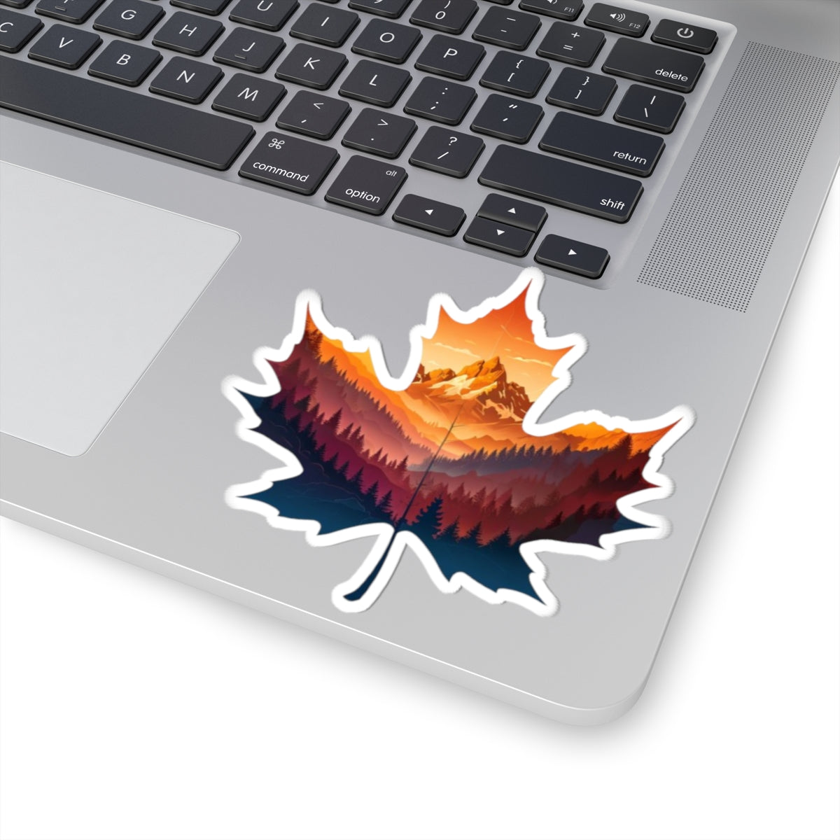leaf shaped mountain sunset Kiss-Cut Stickers