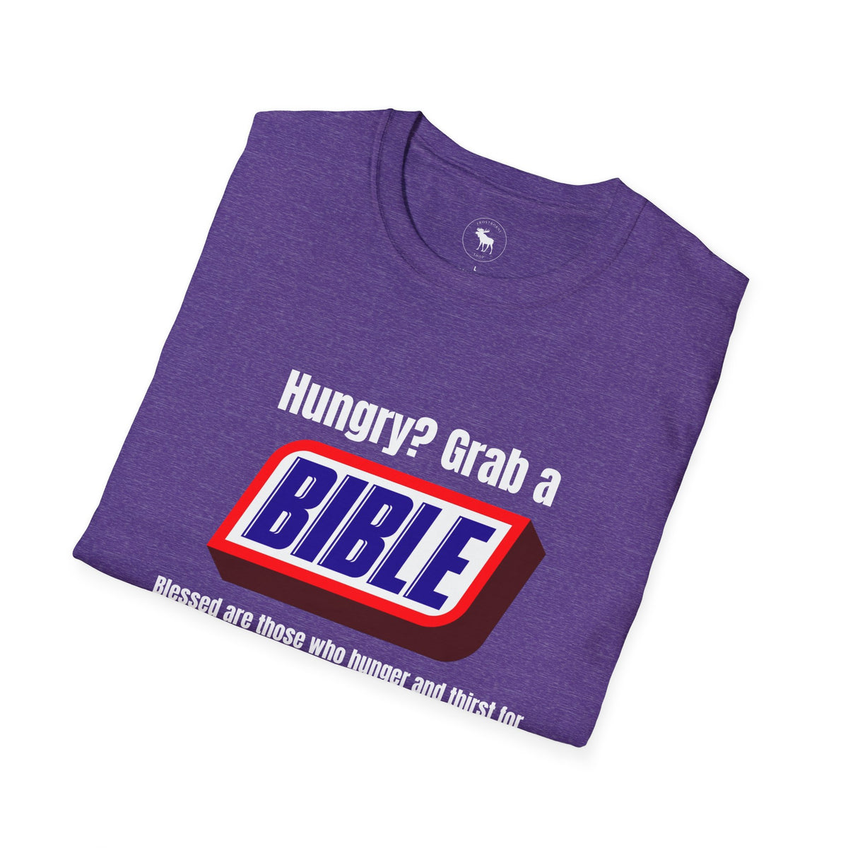 Bible Snack Tee — "Hungry? Grab a Bible" Christian T-Shirt (Matthew 5:6)