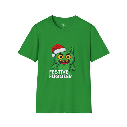 Festive Fuggler Christmas T-Shirt — Funny Green Monster Santa Tee