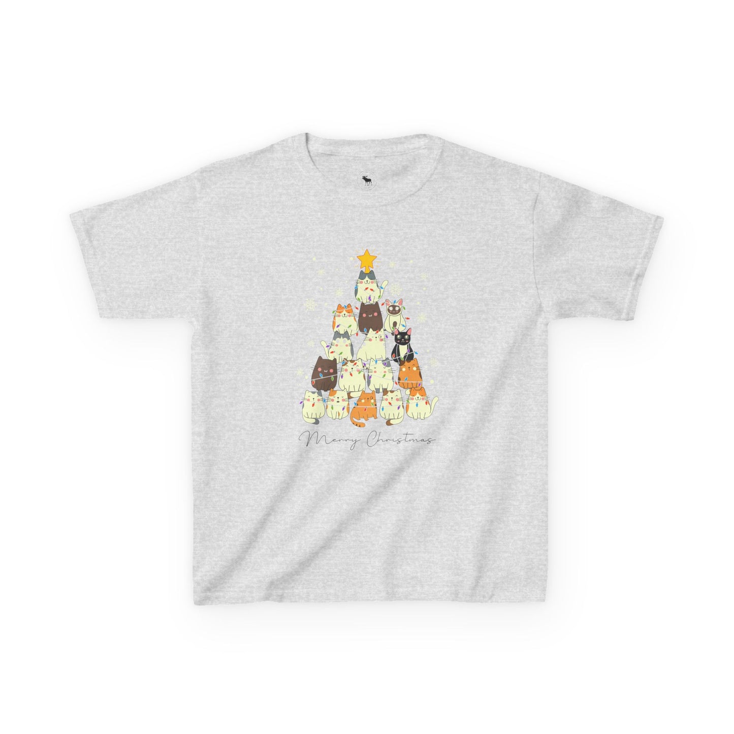 Kids Holiday Cat Tee, Cute Christmas Shirt, Fun Winter Top, Adorable Kids T-Shirt, Festive Animal Apparel, Christmas Gift for Kids