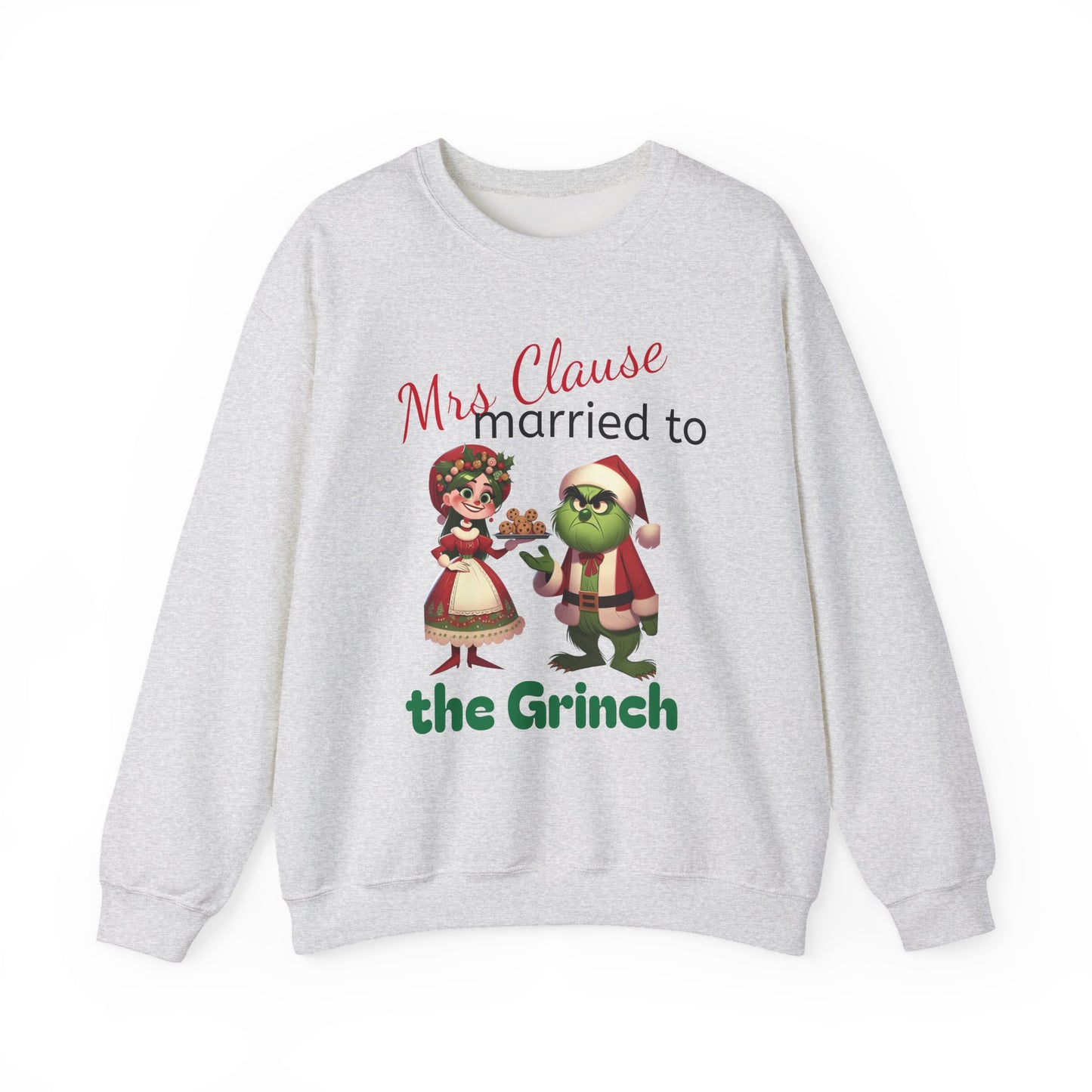Funny Mrs Clause Married to the Grinch Sweatshirt, Christmas Couples Jumper, Holiday Pullover, Xmas Apparel, Winter Top