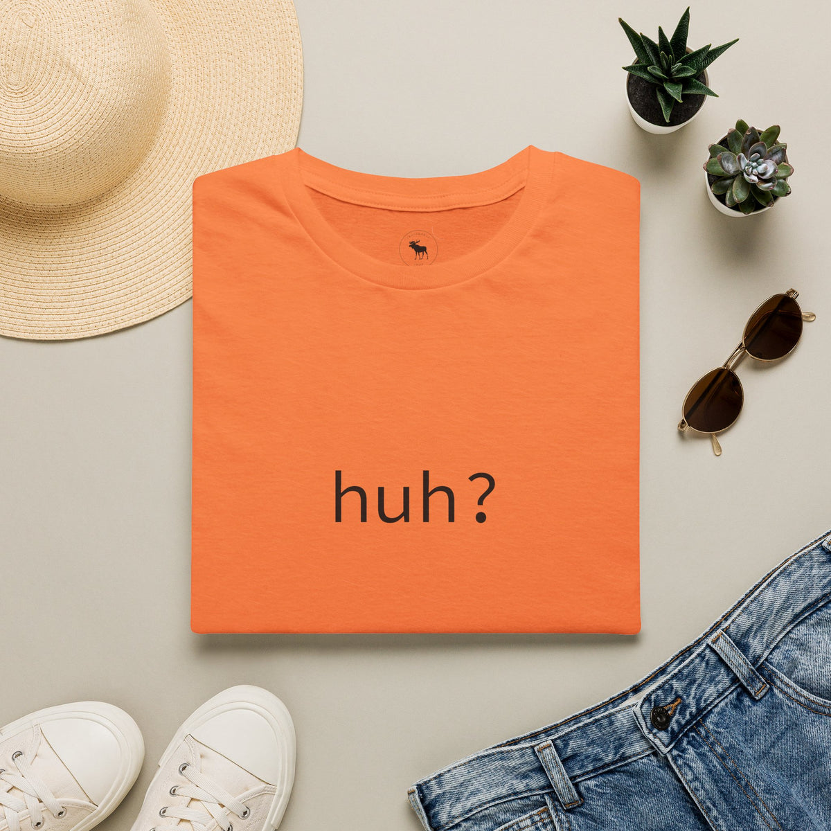 Huh? Minimalist Graphic T‑Shirt — Funny Casual Statement Tee
